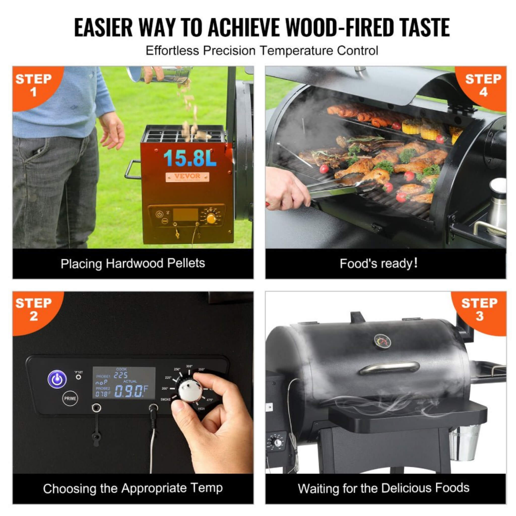 53-Inch Heavy-Duty Portable Wood Pellet BBQ Grill With Cart (SAK93641)
