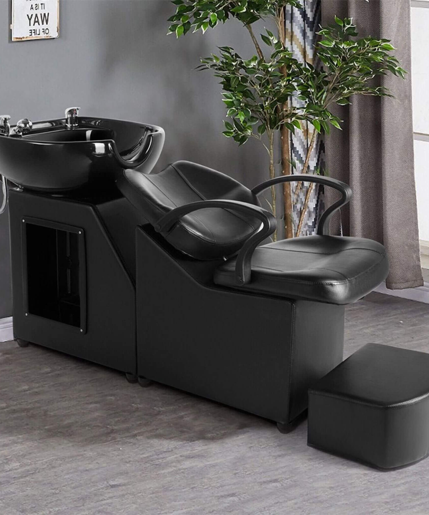 53-Inch Large Premium Salon Barber Backwash Shampoo Chair W/ Bowl, Sink & Footrest (SAK18745)