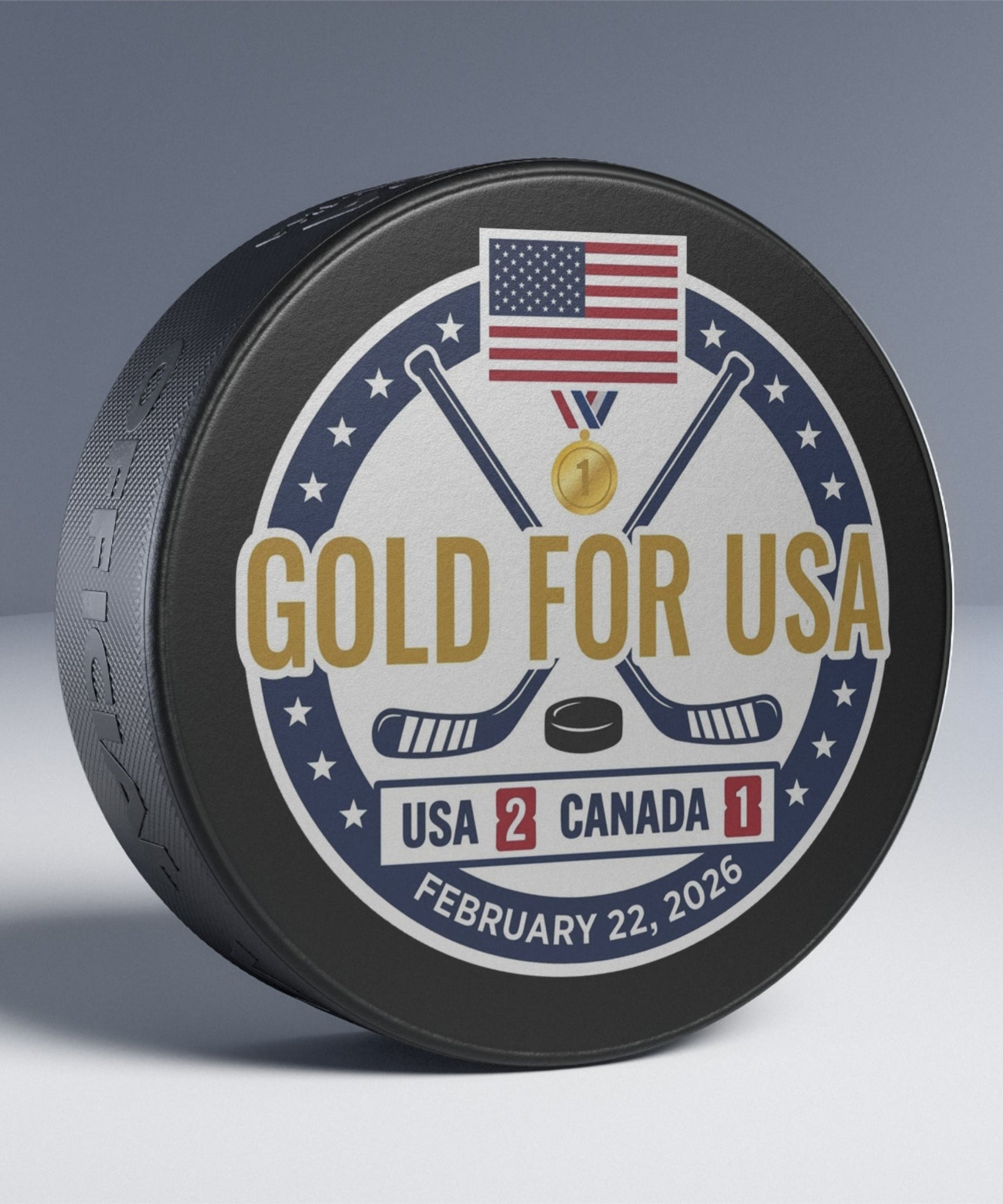 "Gold For USA" Commemorative Hockey Puck - Only 2,026 Available