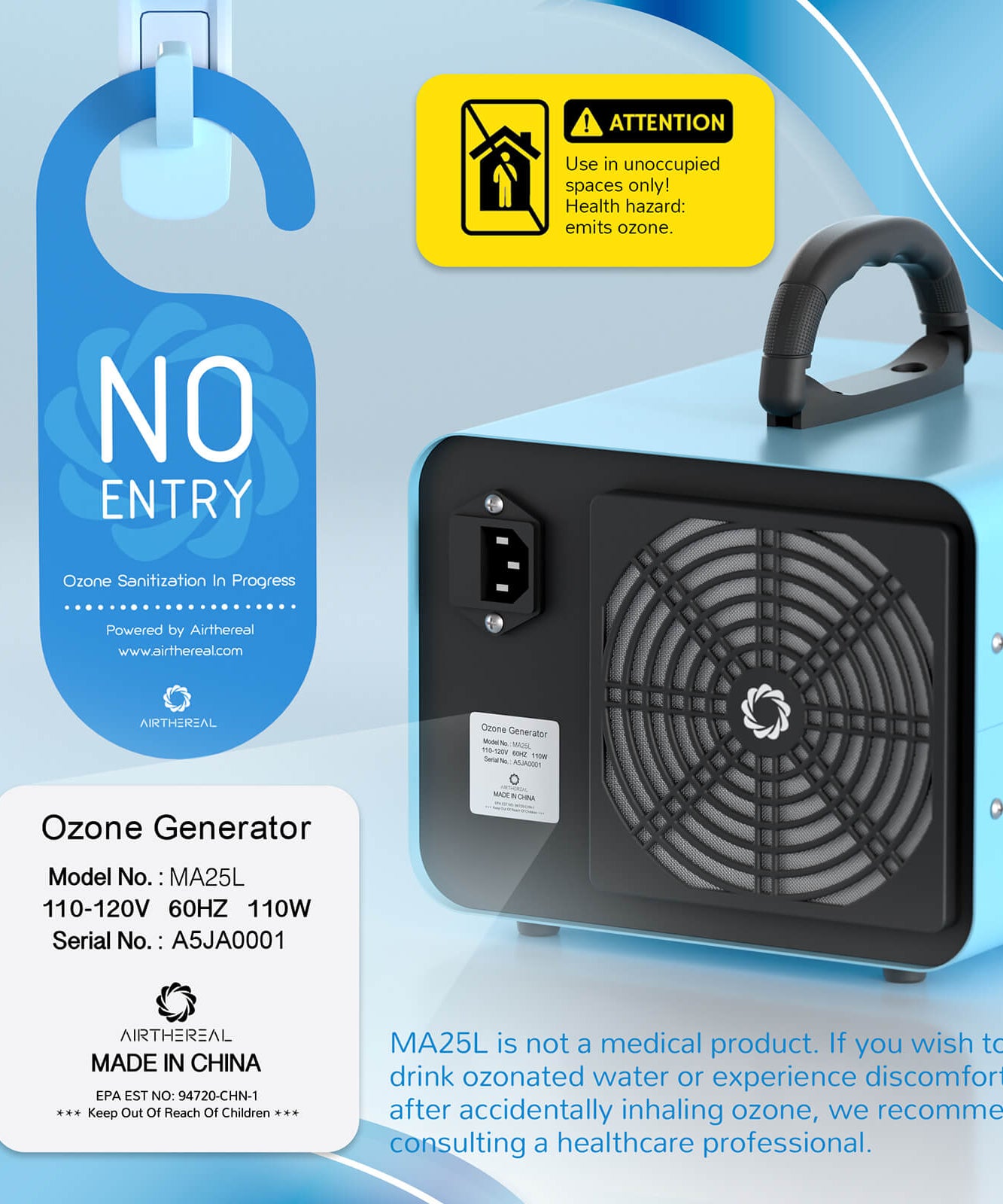 MA25L Dual-Modus Ozongenerator für Luft und Wasser
