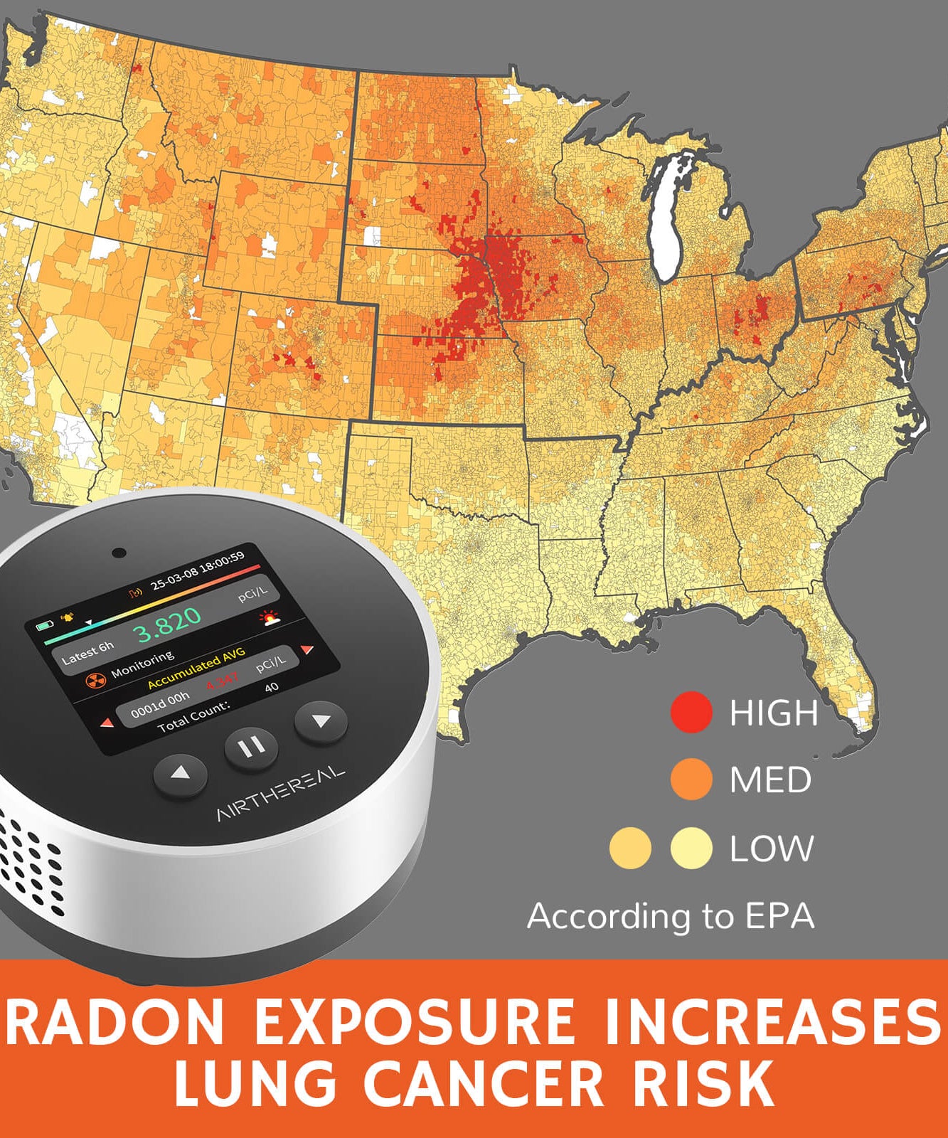 RM-65 Radon-Detektor für den Keller zu Hause