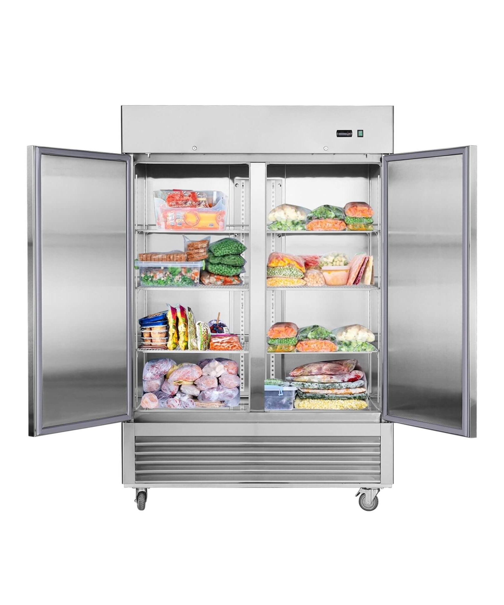 54-Inch 42.2 Cu.Ft Commercial Stainless Steel 2-Section Upright Reach-In Freezer (SAK35148)