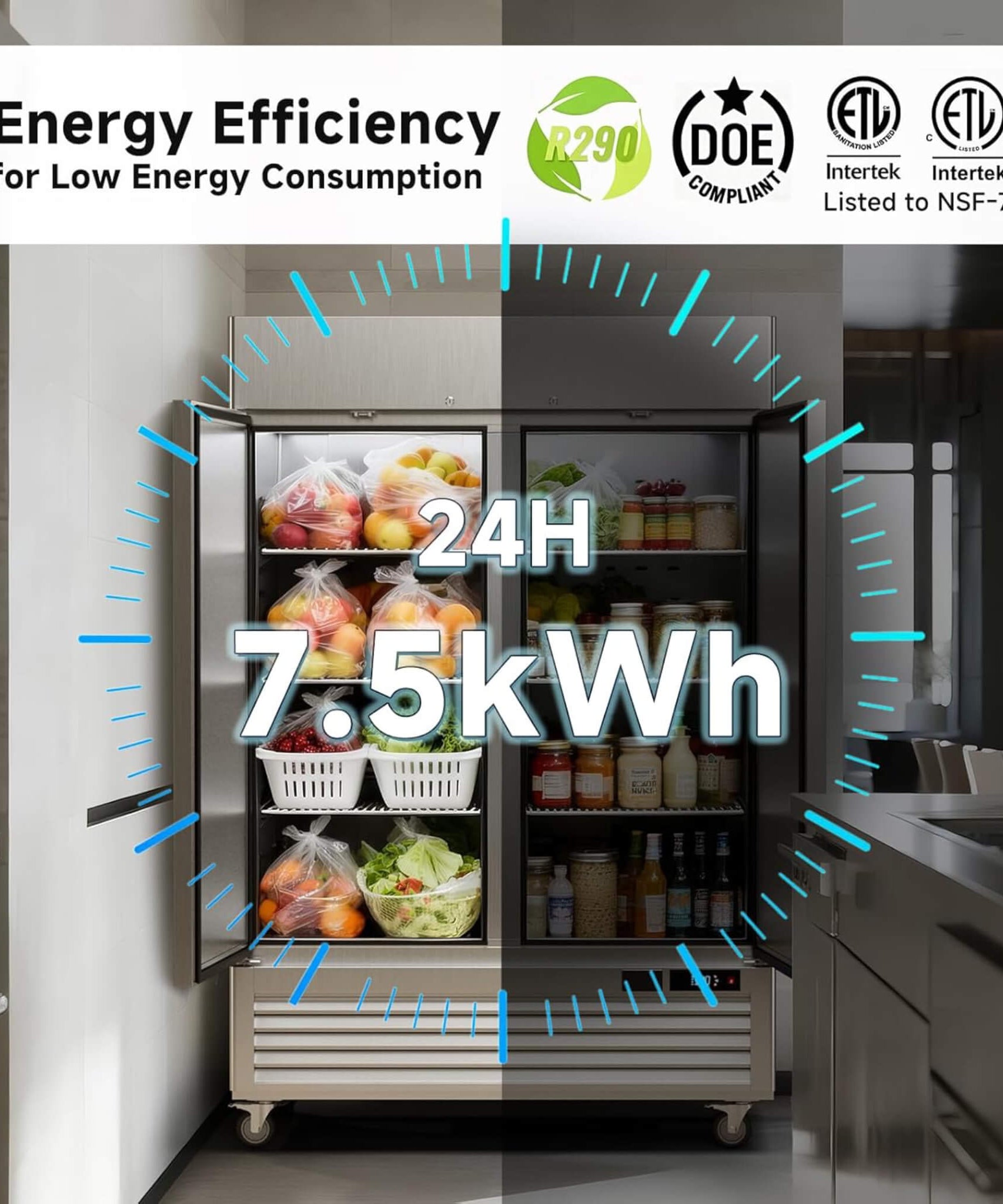 54-Inch Commercial 49 Cu.Ft 2-Door WiFi Refrigerator With Smart App Control (SAK10438)