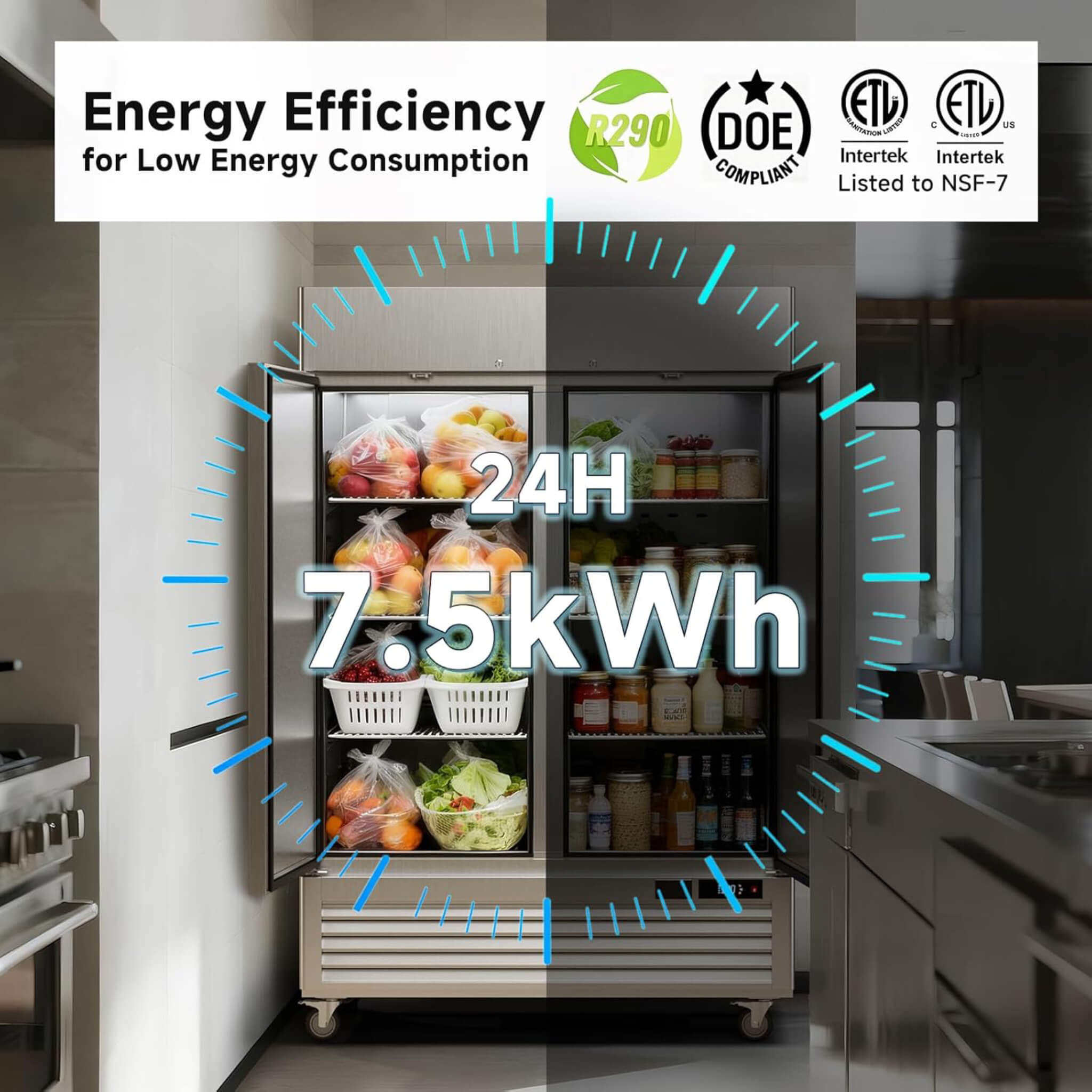 54-Inch Commercial 49 Cu.Ft 2-Door WiFi Refrigerator With Smart App Control (SAK10438)