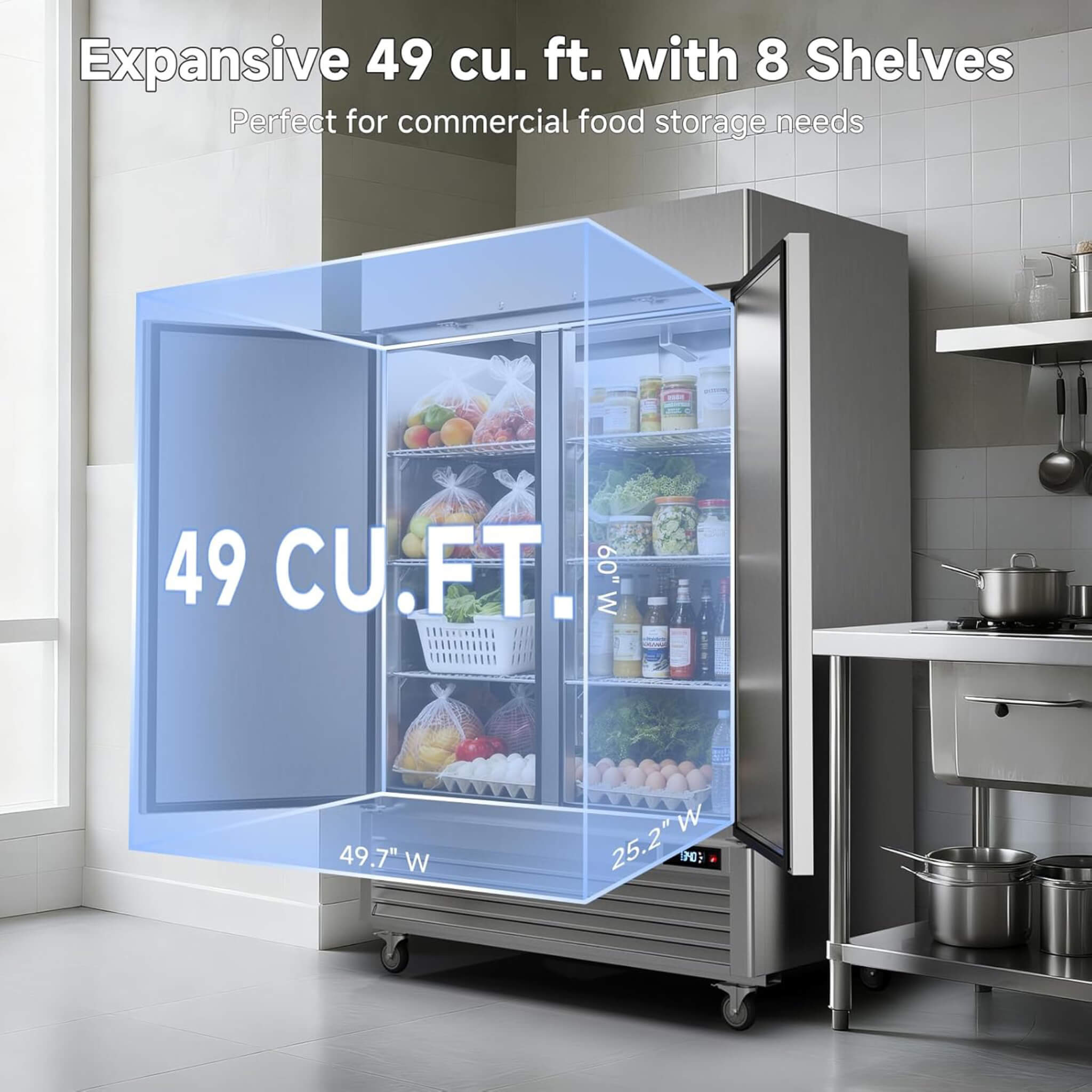 54-Inch Commercial 49 Cu.Ft 2-Door WiFi Refrigerator With Smart App Control (SAK10438)