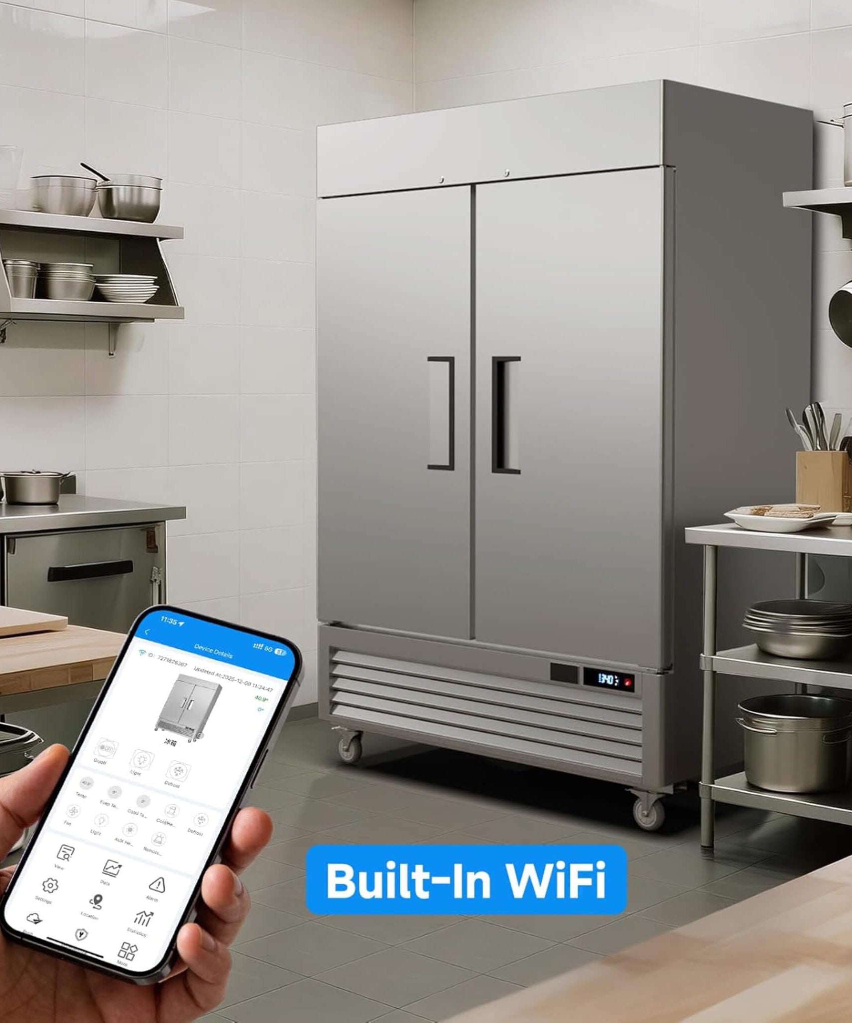 54-Inch Commercial 49 Cu.Ft 2-Door WiFi Refrigerator With Smart App Control (SAK10438)