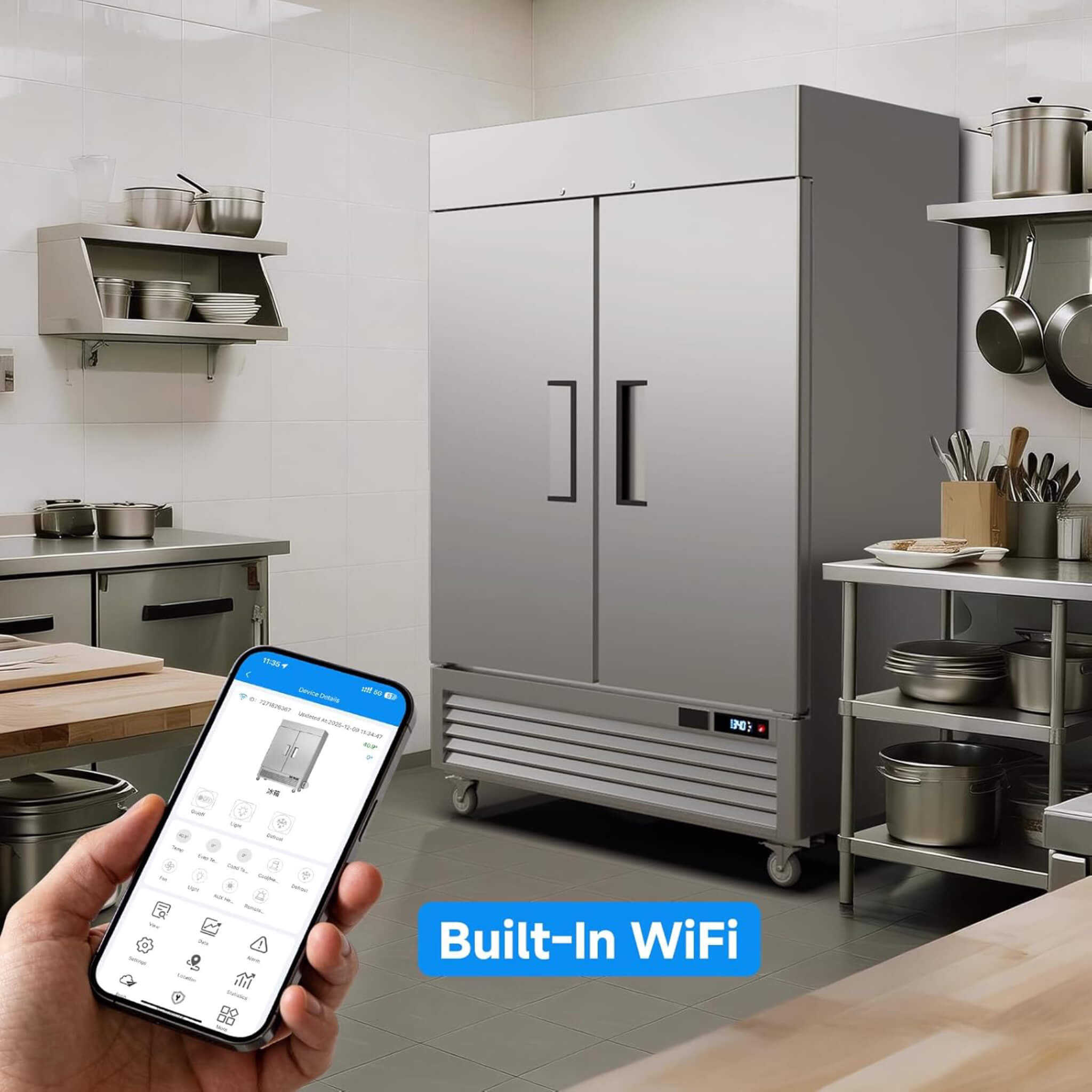 54-Inch Commercial 49 Cu.Ft 2-Door WiFi Refrigerator With Smart App Control (SAK10438)