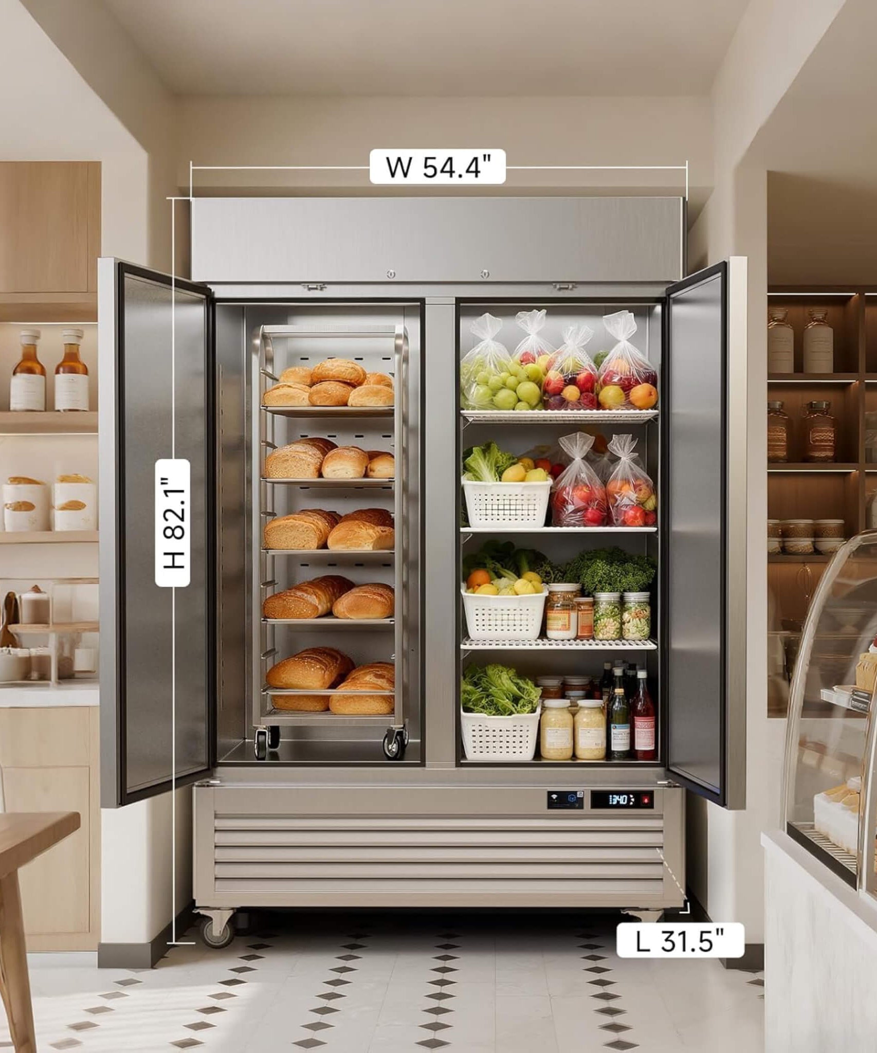 54-Inch Commercial 49 Cu.Ft 2-Door WiFi Refrigerator With Smart App Control (SAK10438)