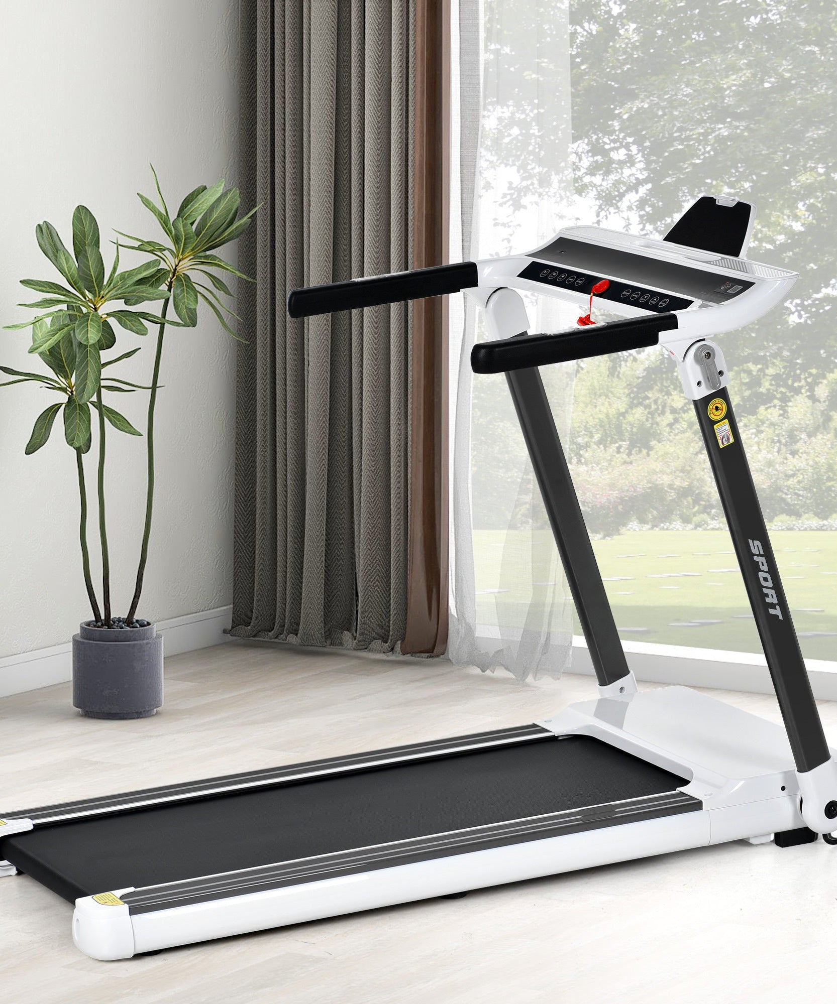 Rovix Portable Compact Home Cardio Fitness Treadmill With 3.5HP Electric Motor & Bluetooth Speakers (SAK32416)