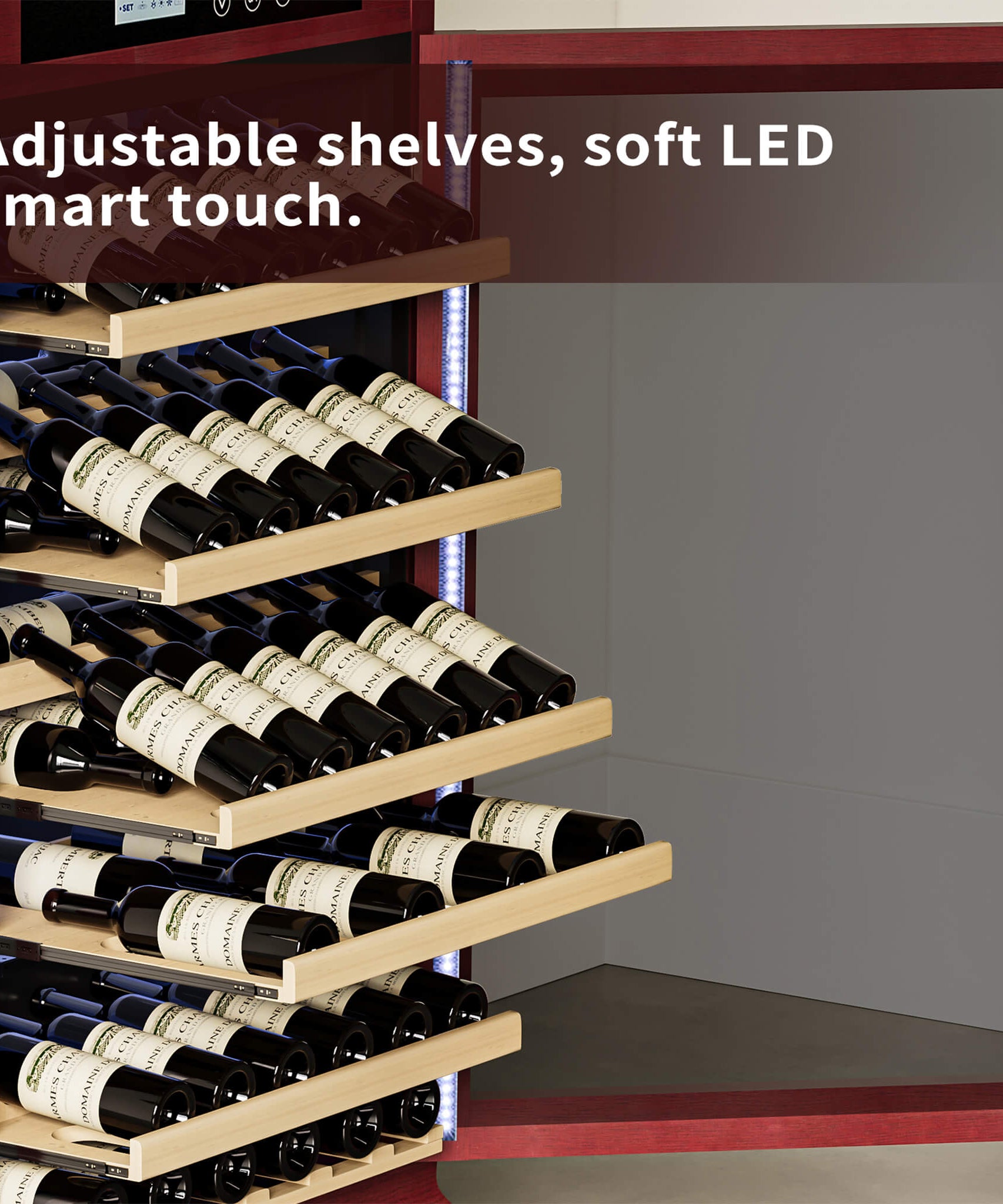 Nuvia 56-Bottle 7.5 Cu.Ft Single-Zone Multi-Tiered Wooden Wine Cooler Cabinet With Humidity And Temperature Controls (SAK73195)
