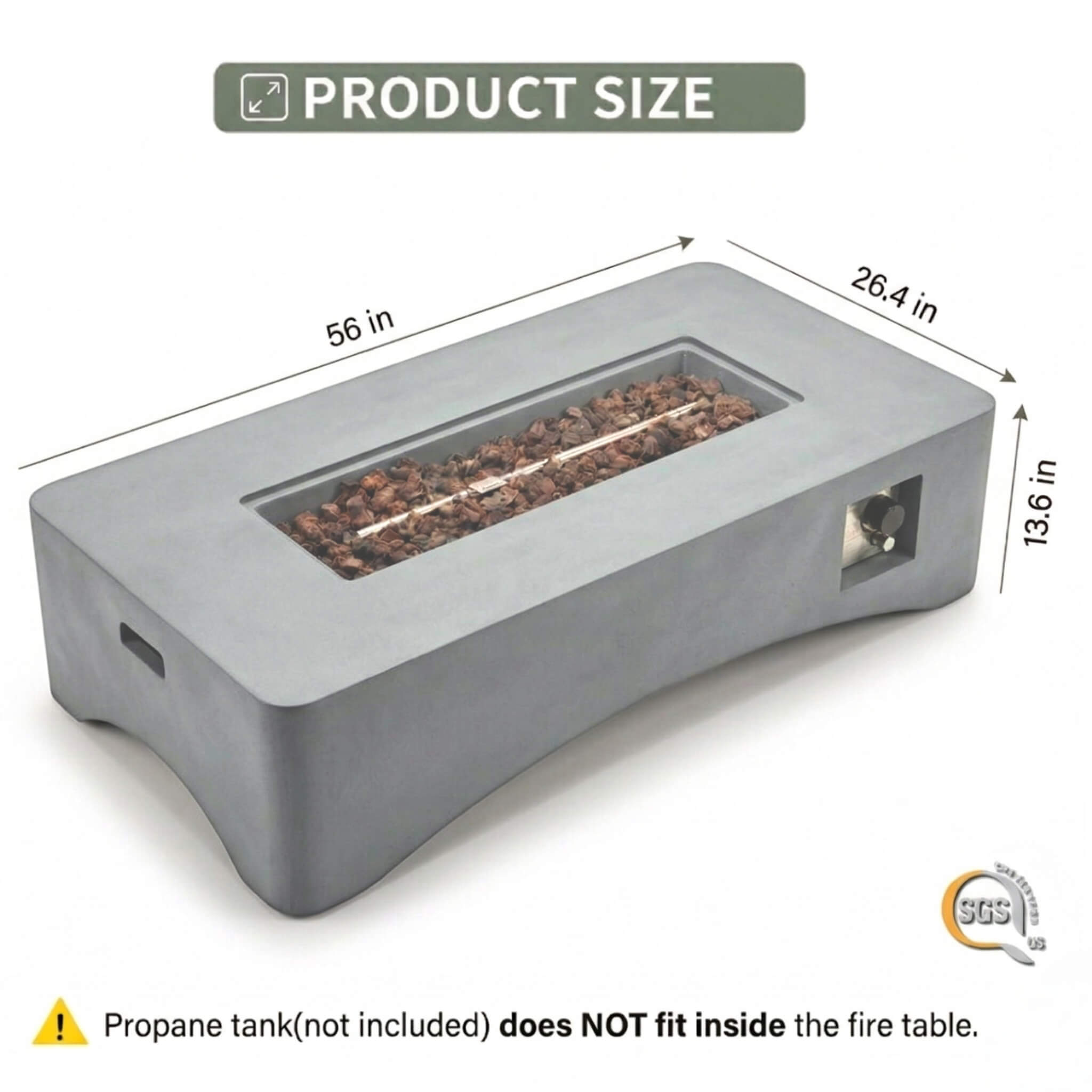 Alora 56-Inch 50K BTU Outdoor Modern Propane Fire Pit Table (SAK56830)