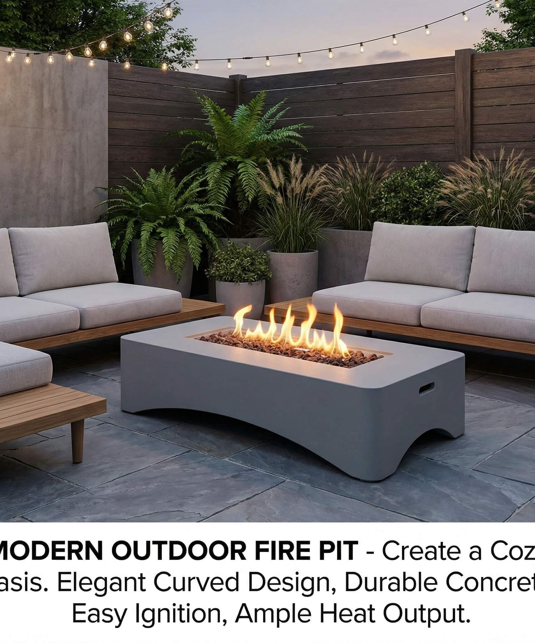 Alora 56-Inch 50K BTU Outdoor Modern Propane Fire Pit Table (SAK56830)