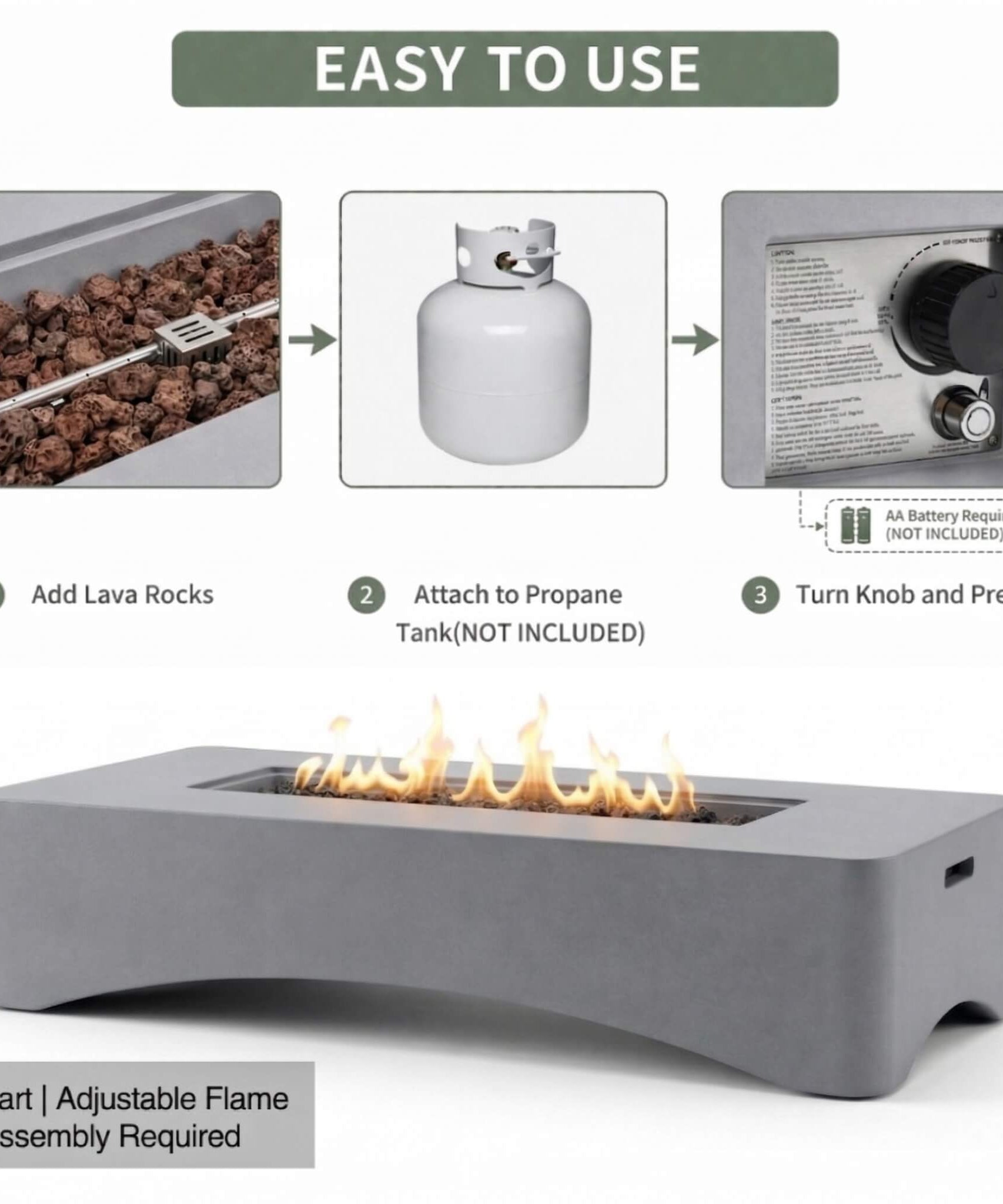 Alora 56-Inch 50K BTU Outdoor Modern Propane Fire Pit Table (SAK56830)