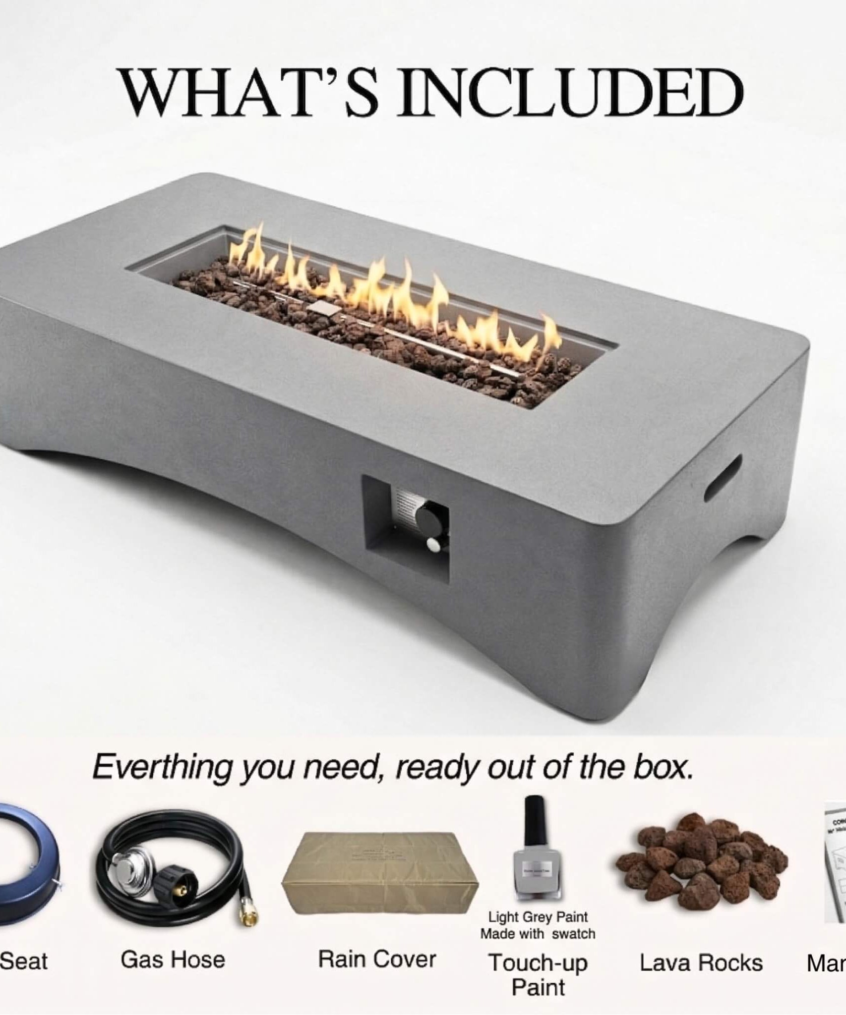 Alora 56-Inch 50K BTU Outdoor Modern Propane Fire Pit Table (SAK56830)