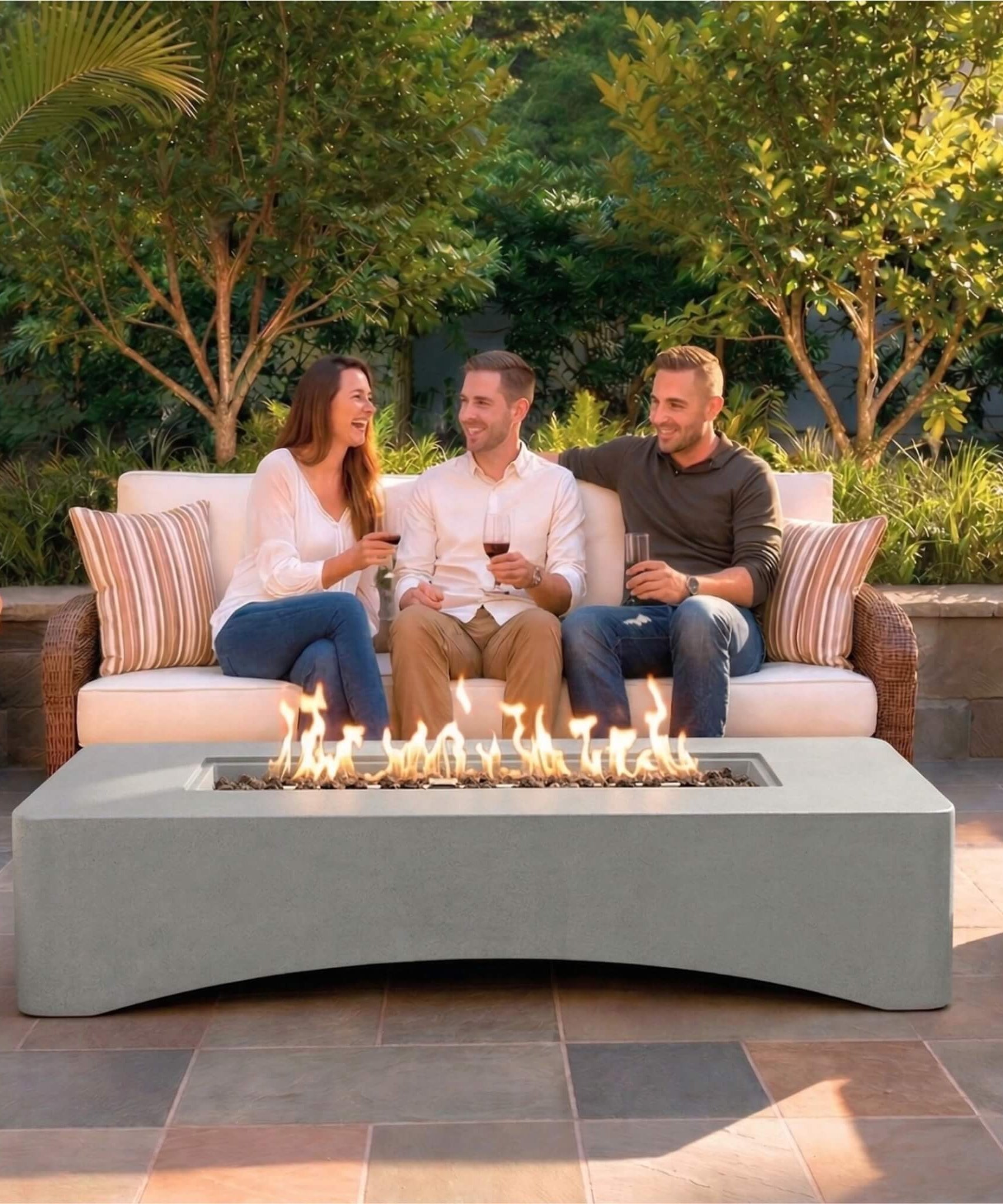 Alora 56-Inch 50K BTU Outdoor Modern Propane Fire Pit Table (SAK56830)