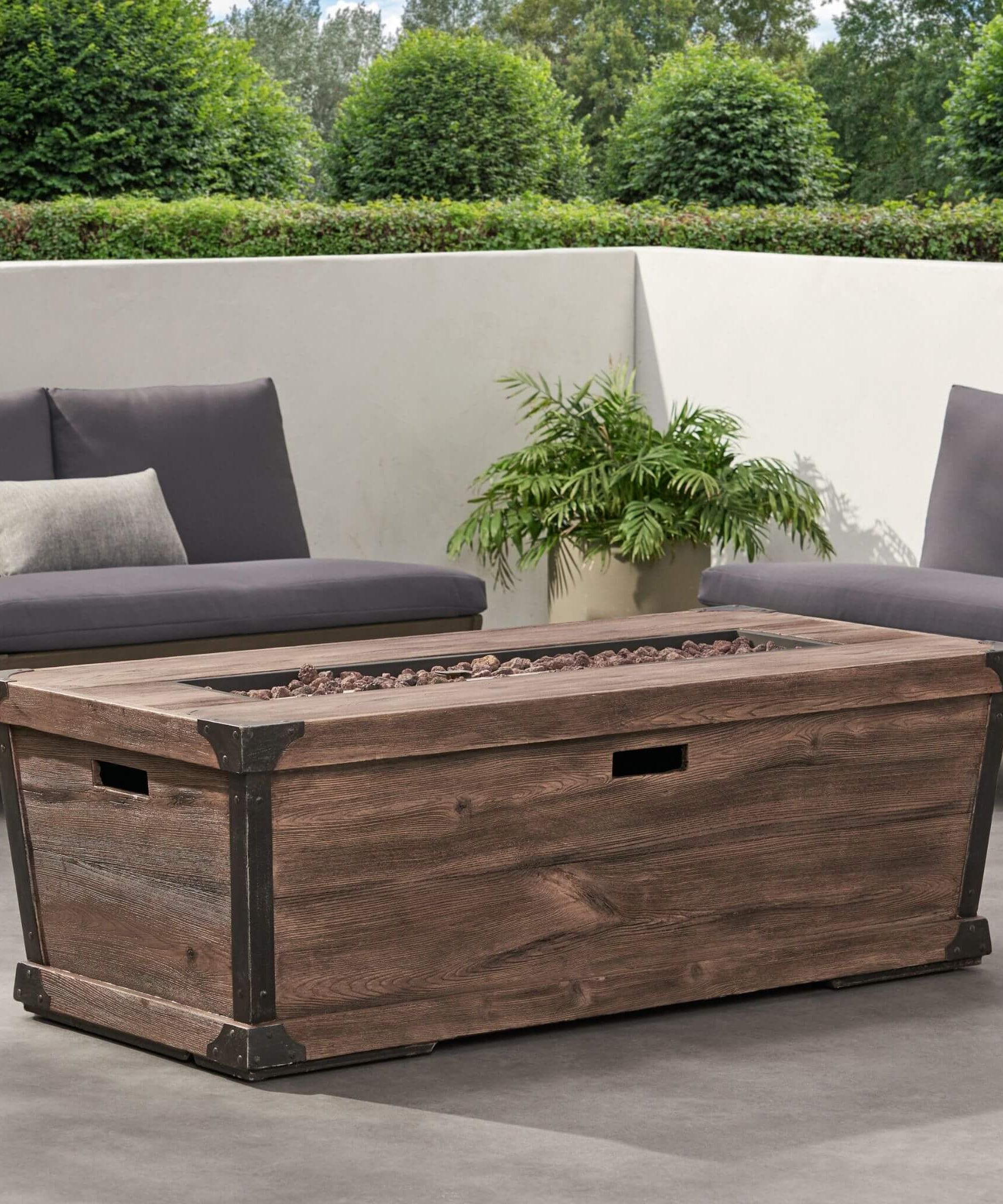 Alora 56-Inch Outdoor 50K BTU Wood Pattern Rectangle Gas Burning Fire Pit (SAK43681)