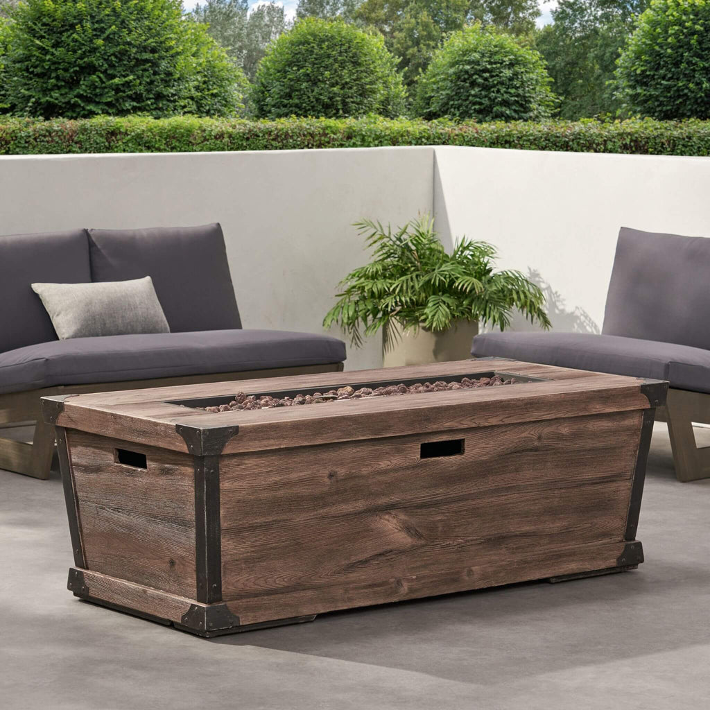 Alora 56-Inch Outdoor 50K BTU Wood Pattern Rectangle Gas Burning Fire Pit (SAK43681)