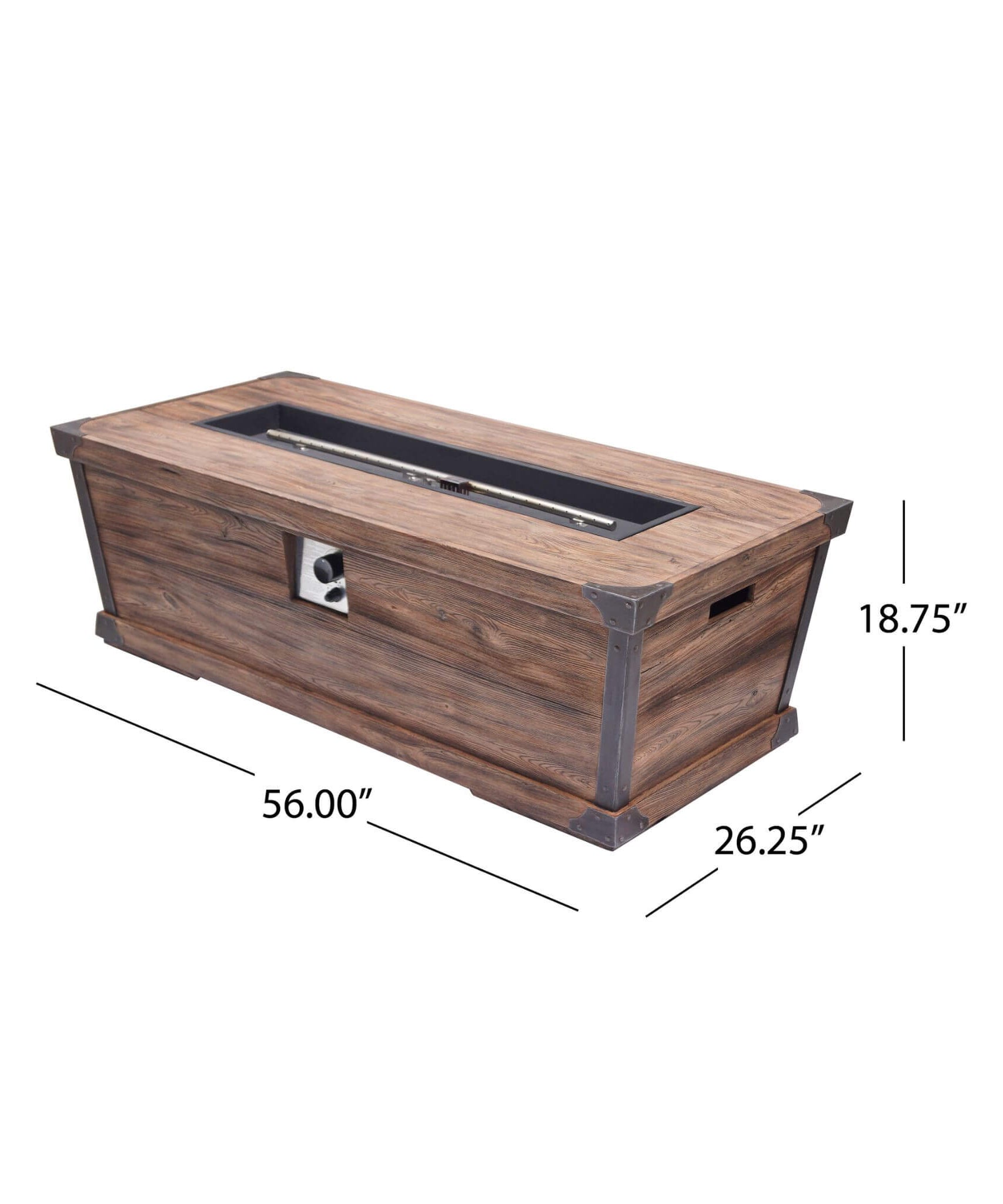 Alora 56-Inch Outdoor 50K BTU Wood Pattern Rectangle Gas Burning Fire Pit (SAK43681)