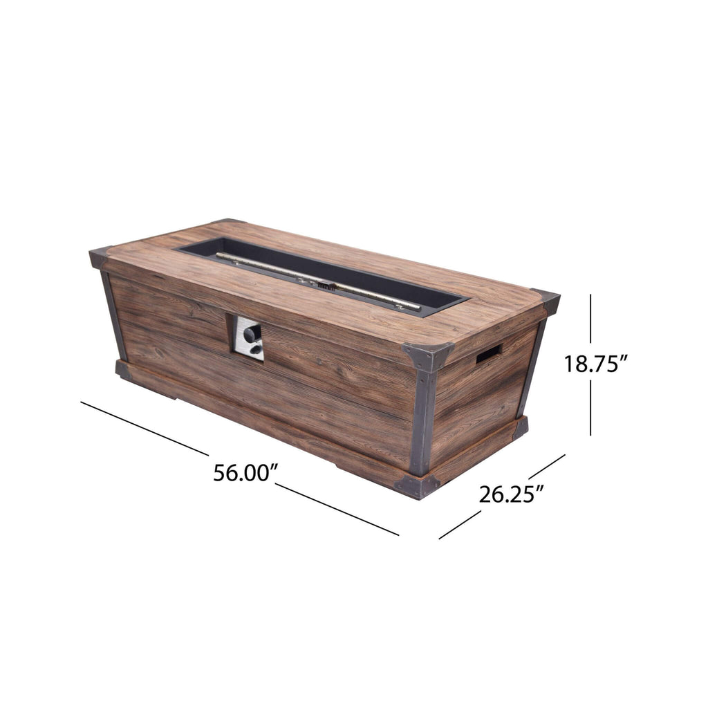 Alora 56-Inch Outdoor 50K BTU Wood Pattern Rectangle Gas Burning Fire Pit (SAK43681)