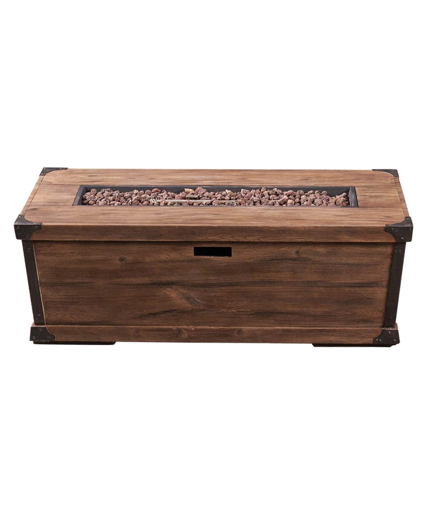 Alora 56-Inch Outdoor 50K BTU Wood Pattern Rectangle Gas Burning Fire Pit (SAK43681)