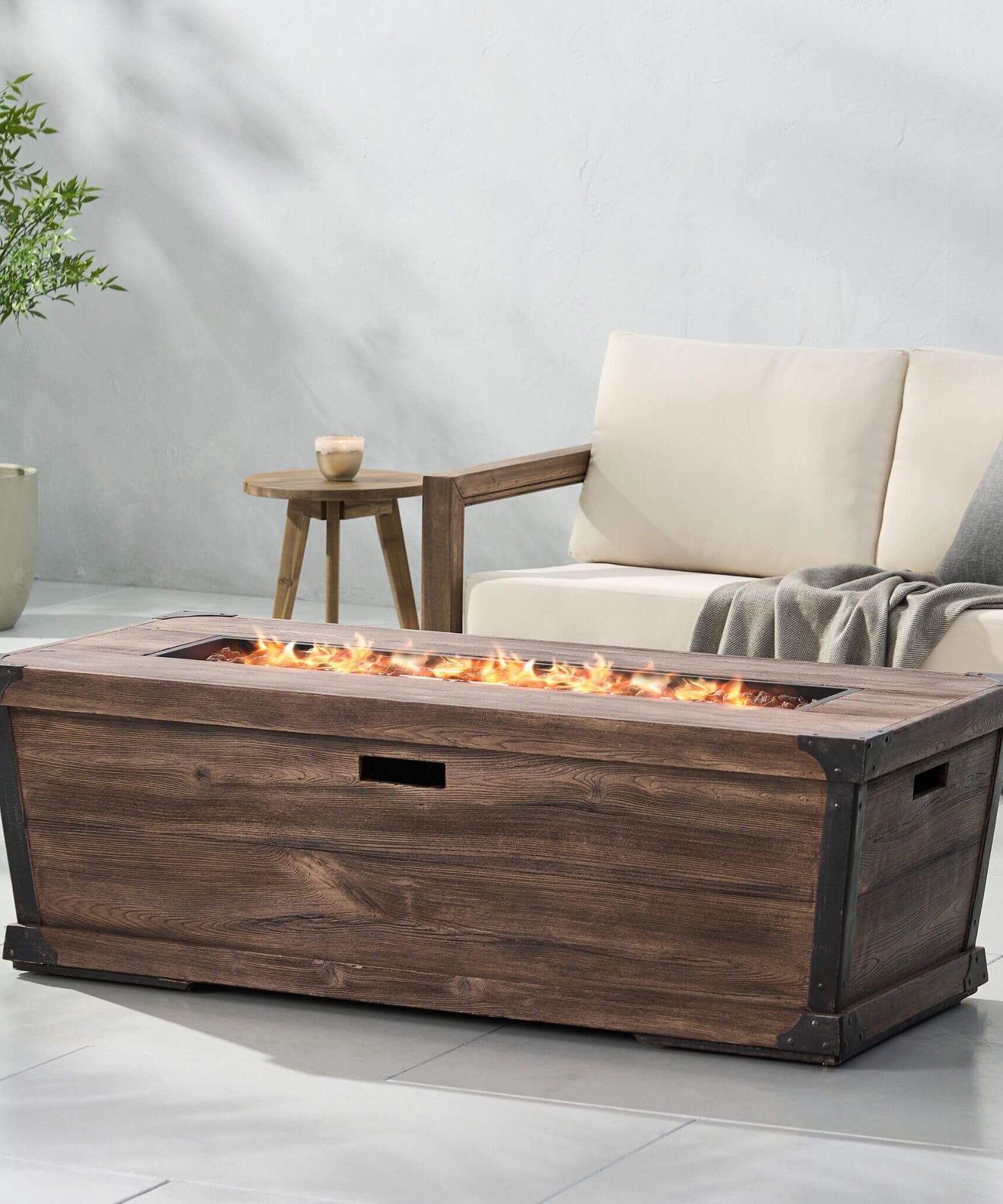 Alora 56-Inch Outdoor 50K BTU Wood Pattern Rectangle Gas Burning Fire Pit (SAK43681)