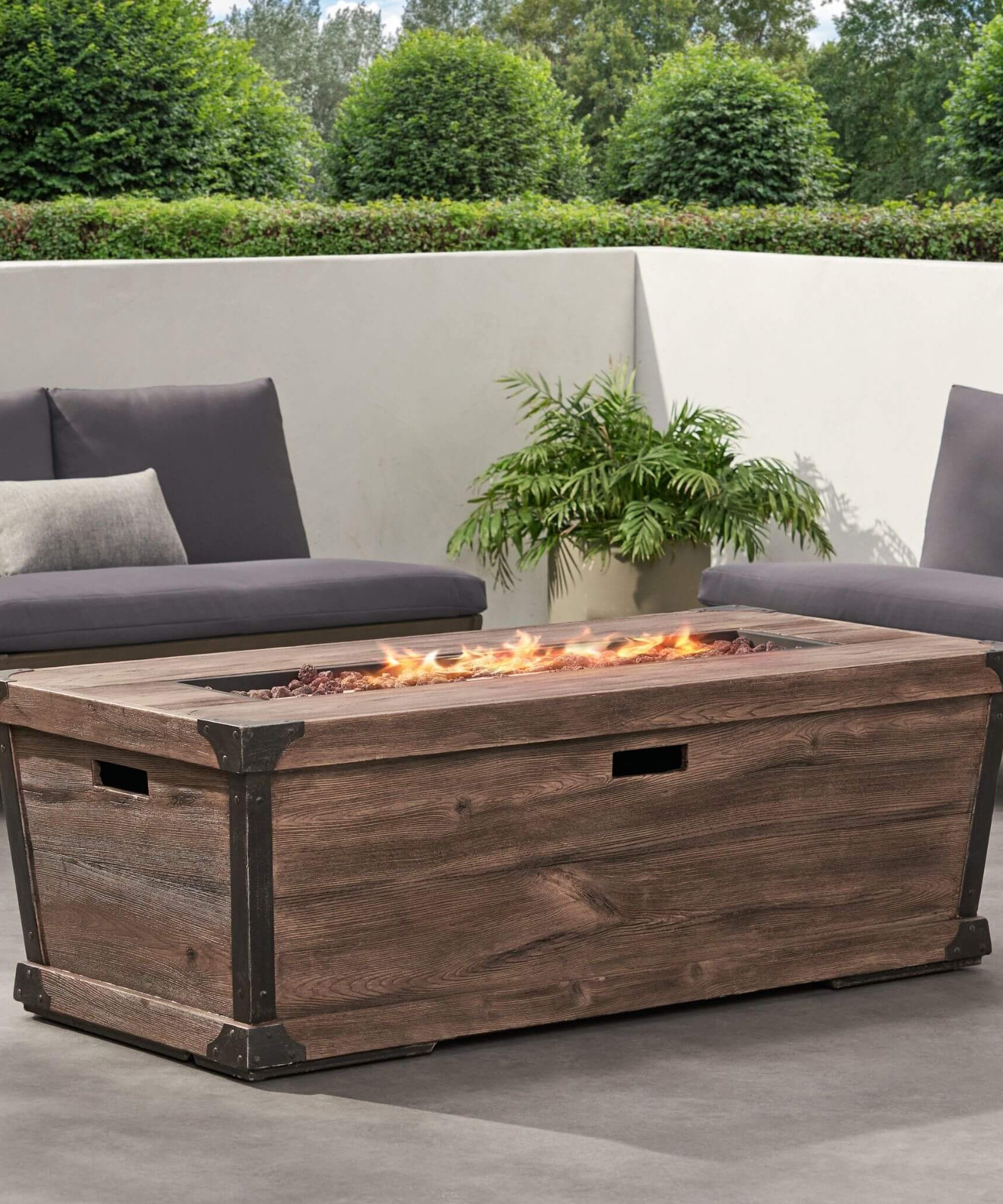 Alora 56-Inch Outdoor 50K BTU Wood Pattern Rectangle Gas Burning Fire Pit (SAK43681)