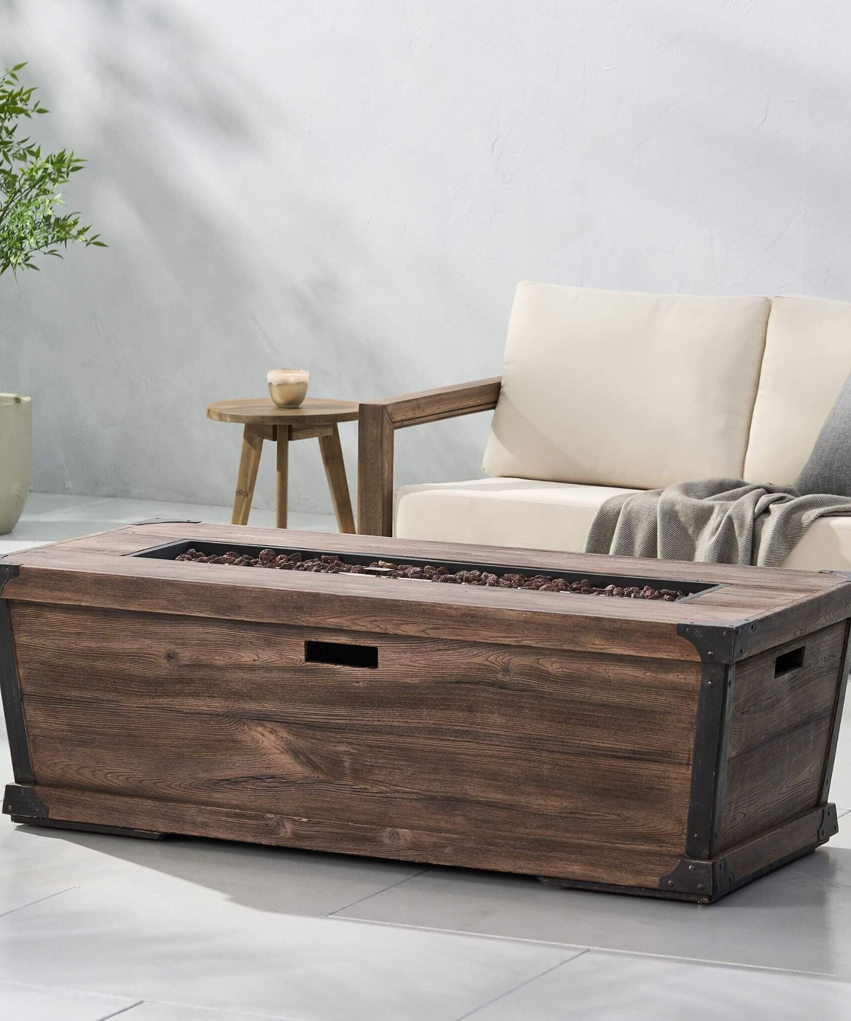 Alora 56-Inch Outdoor 50K BTU Wood Pattern Rectangle Gas Burning Fire Pit (SAK43681)
