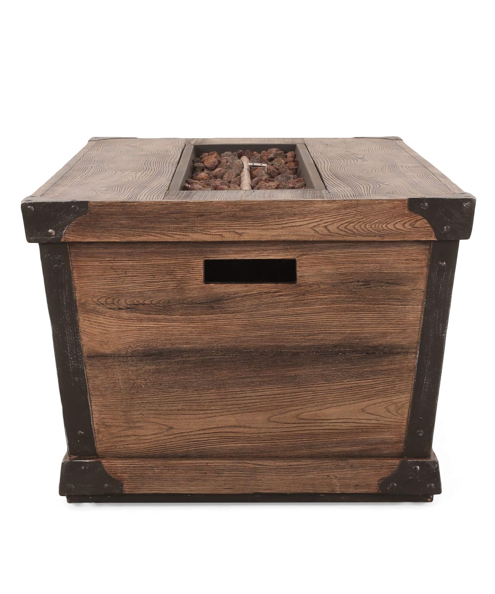 Alora 56-Inch Outdoor 50K BTU Wood Pattern Rectangle Gas Burning Fire Pit (SAK43681)