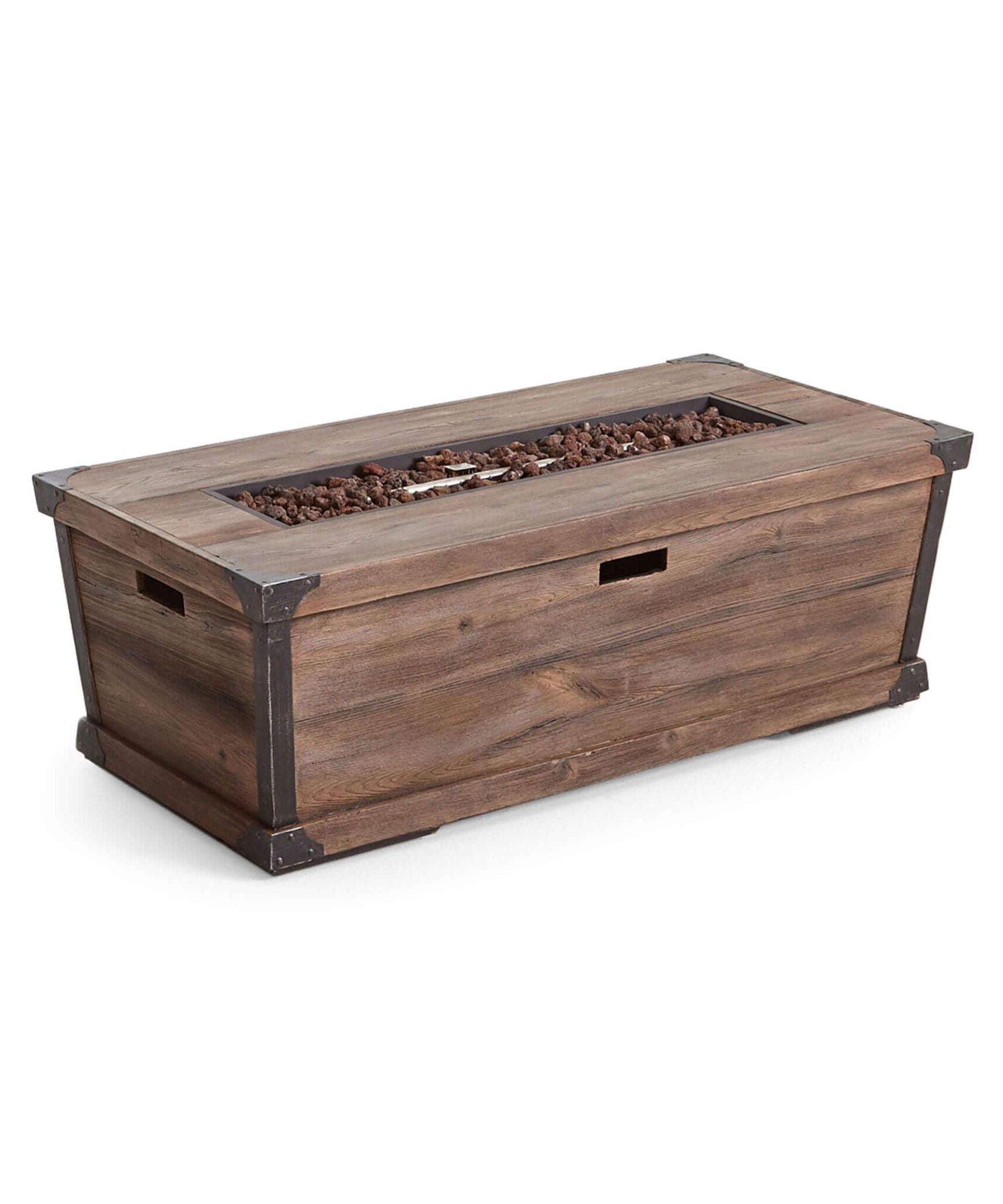 Alora 56-Inch Outdoor 50K BTU Wood Pattern Rectangle Gas Burning Fire Pit (SAK43681)