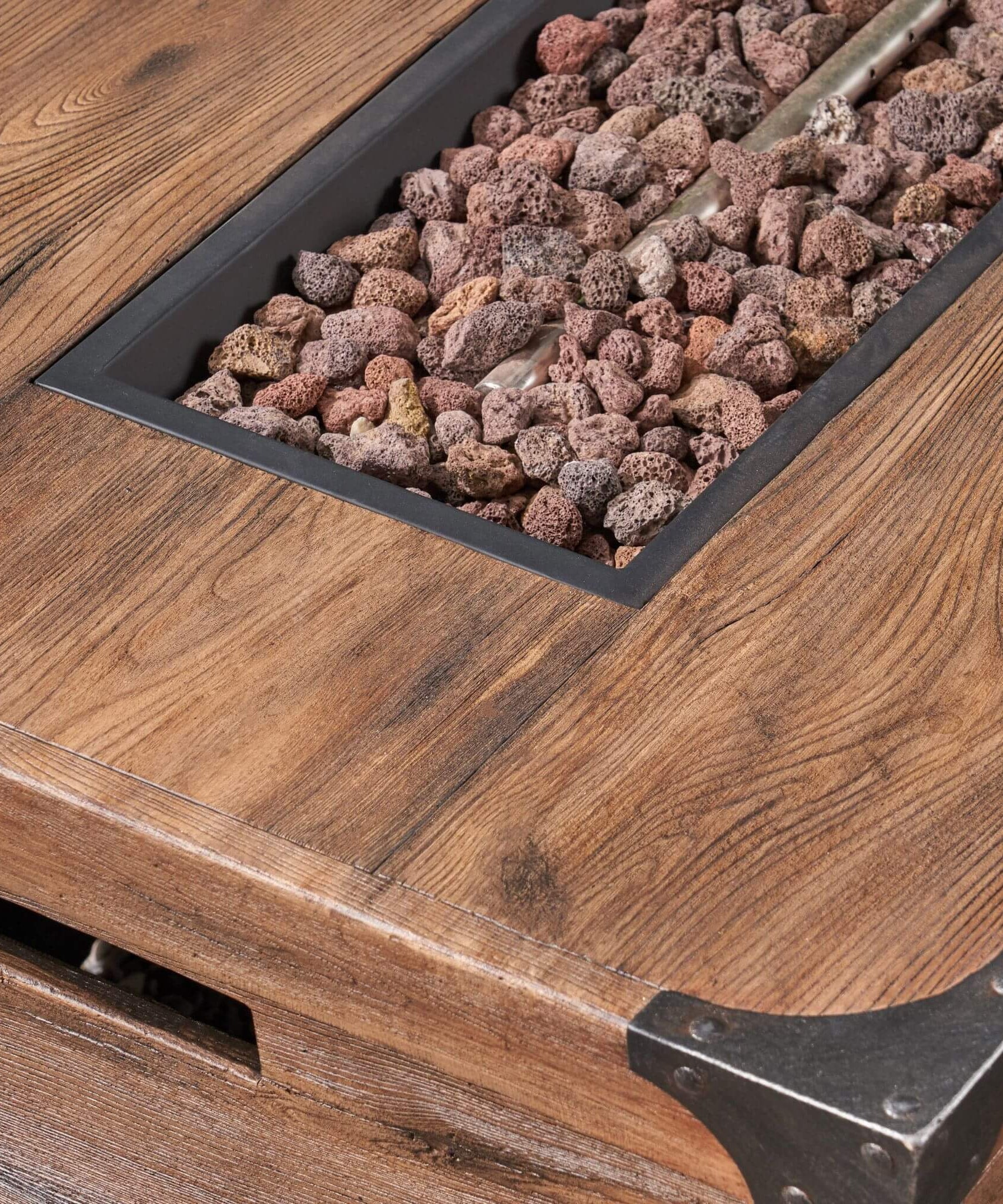 Alora 56-Inch Outdoor 50K BTU Wood Pattern Rectangle Gas Burning Fire Pit (SAK43681)