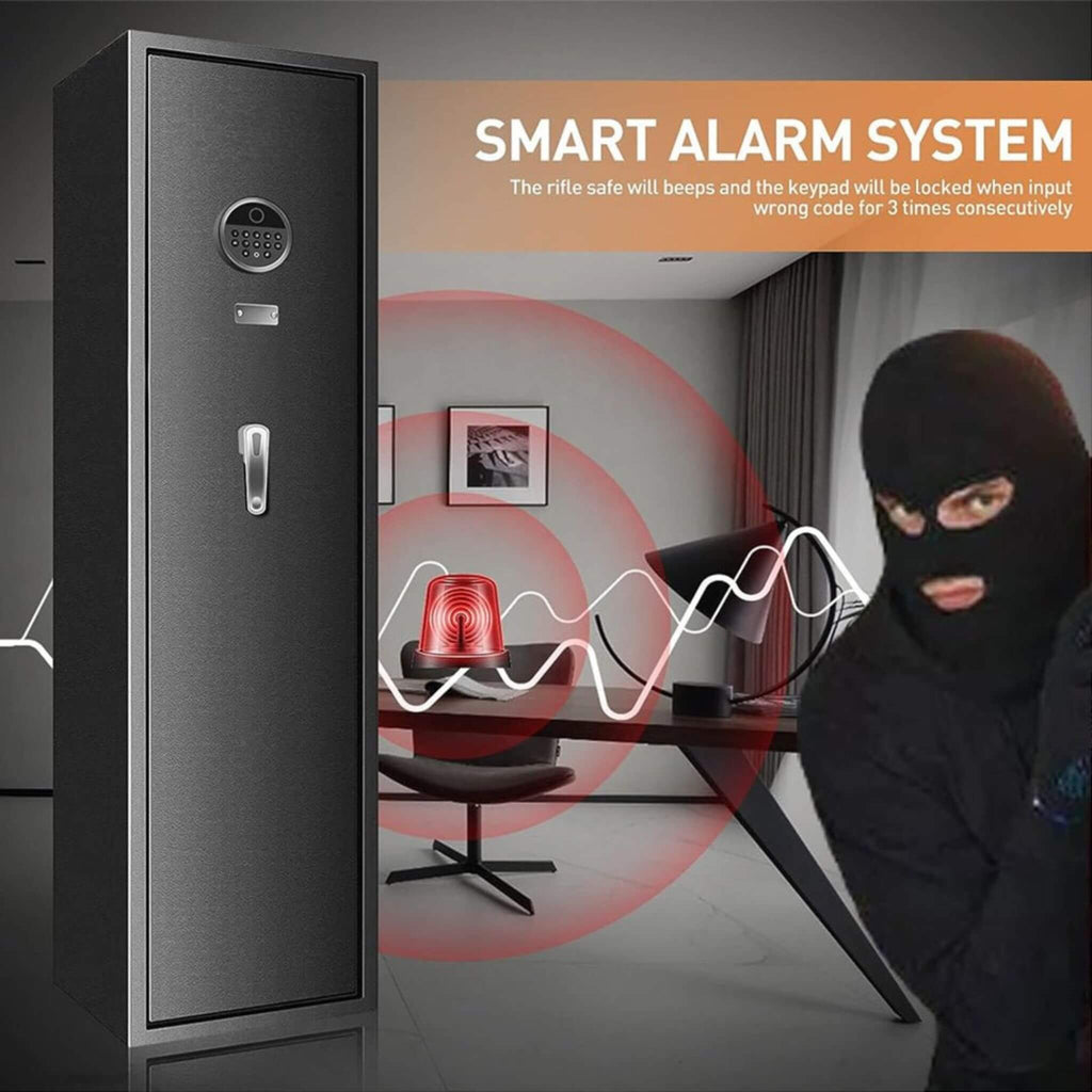 Heavy-Duty 57-Inch Anti-Theft Fireproof Biometric Gun Rifle Pistol Safe For Home, 11-12 Guns (SAK53816)