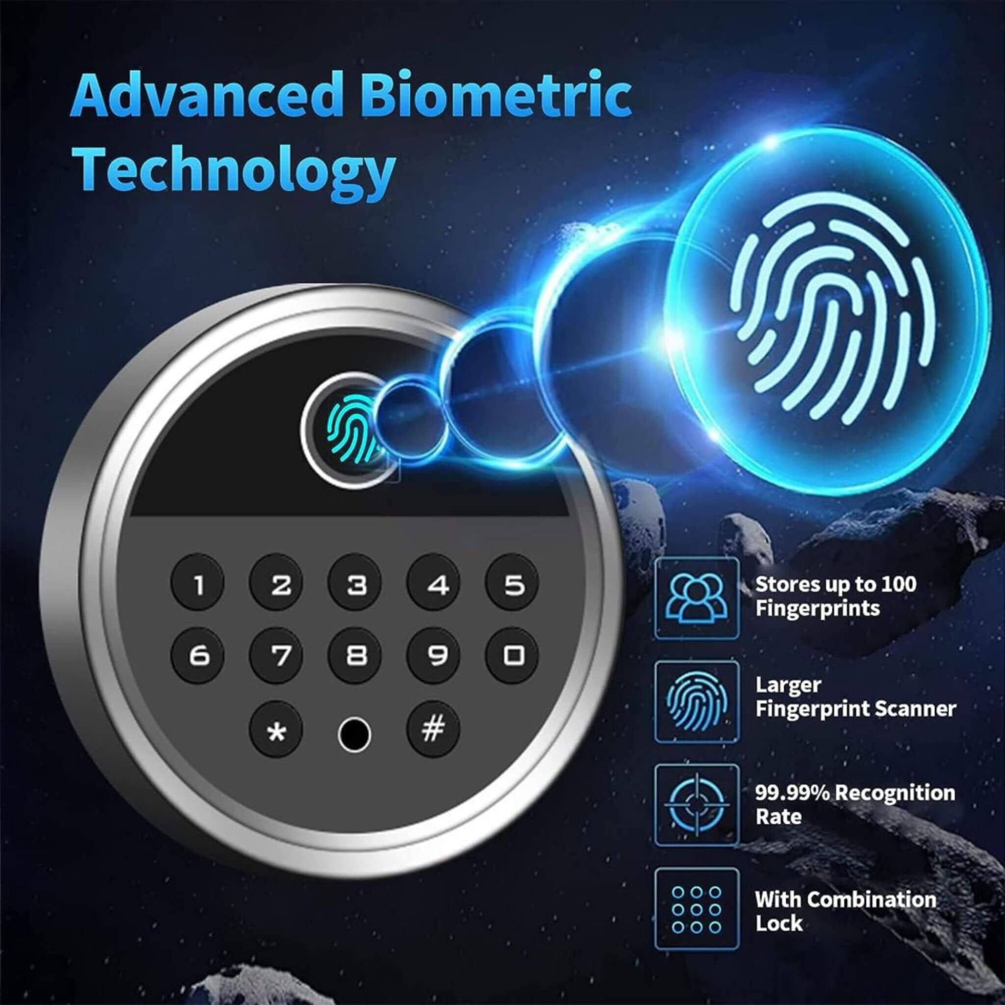 Heavy-Duty 57-Inch Anti-Theft Fireproof Biometric Gun Rifle Pistol Safe For Home, 11-12 Guns (SAK53816)