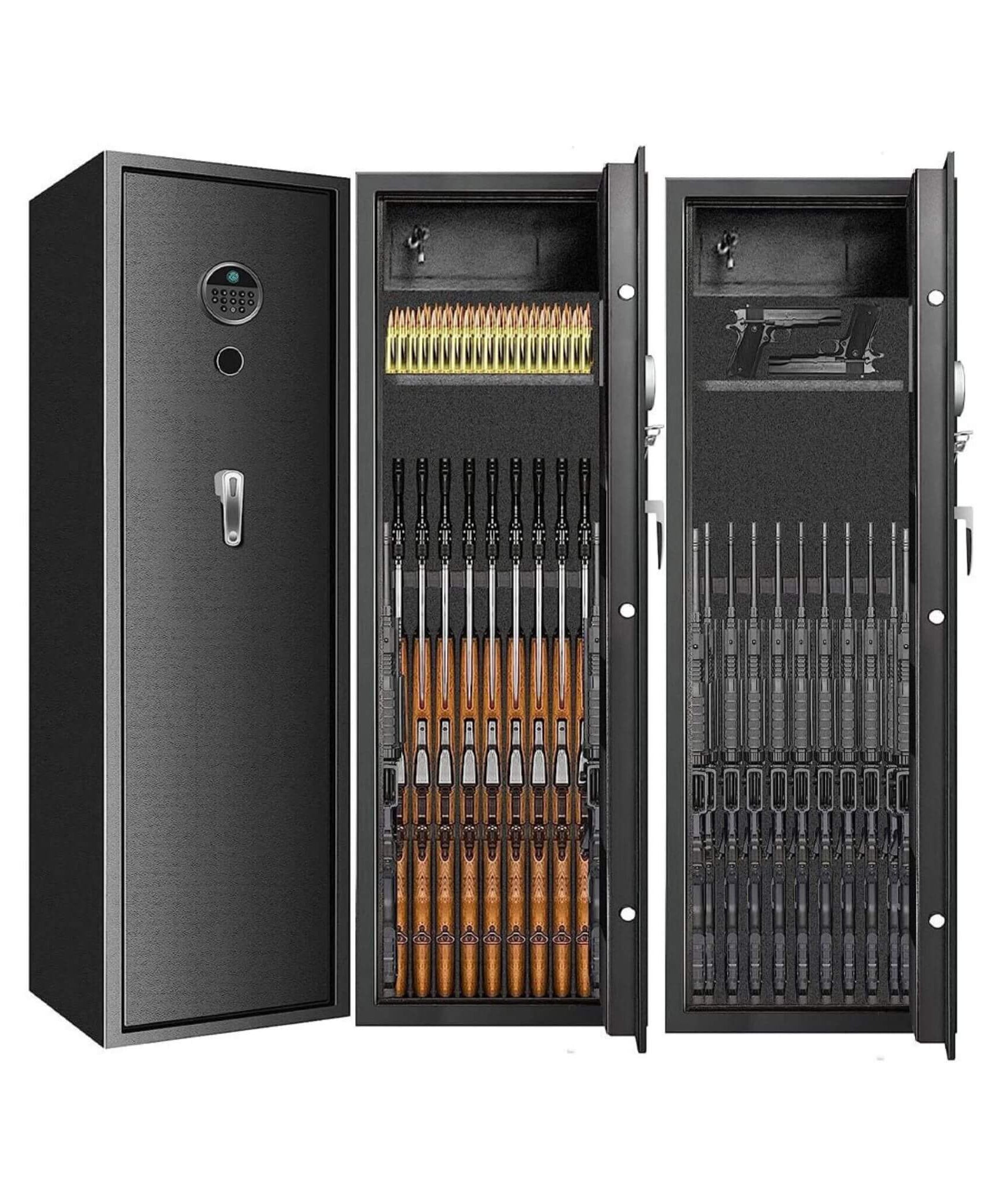 Heavy-Duty 57-Inch Anti-Theft Fireproof Biometric Gun Rifle Pistol Safe For Home, 11-12 Guns (SAK53816)