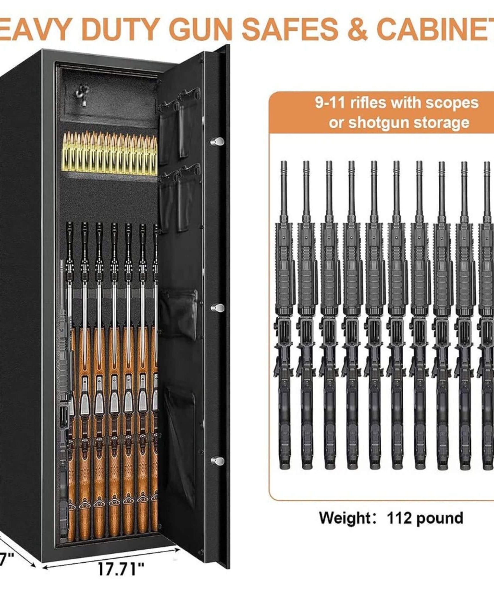 Heavy-Duty 57-Inch Anti-Theft Fireproof Biometric Gun Rifle Pistol Safe For Home, 11-12 Guns (SAK53816)