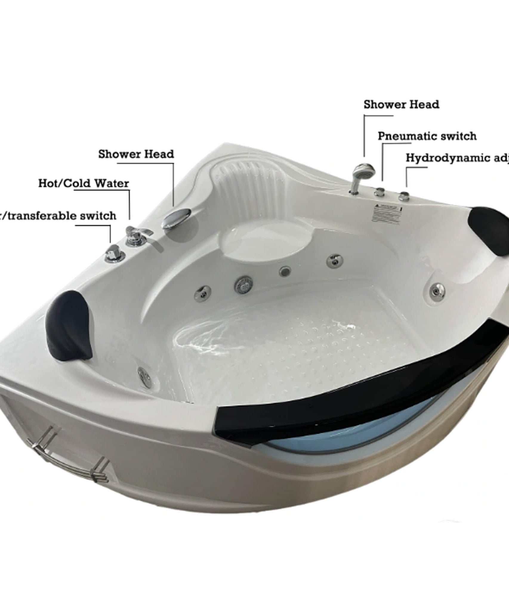 Nuvia Celestia 59-Inch 2-Person Luxury Corner Whirlpool Jetted Bathtub (SAK97310)