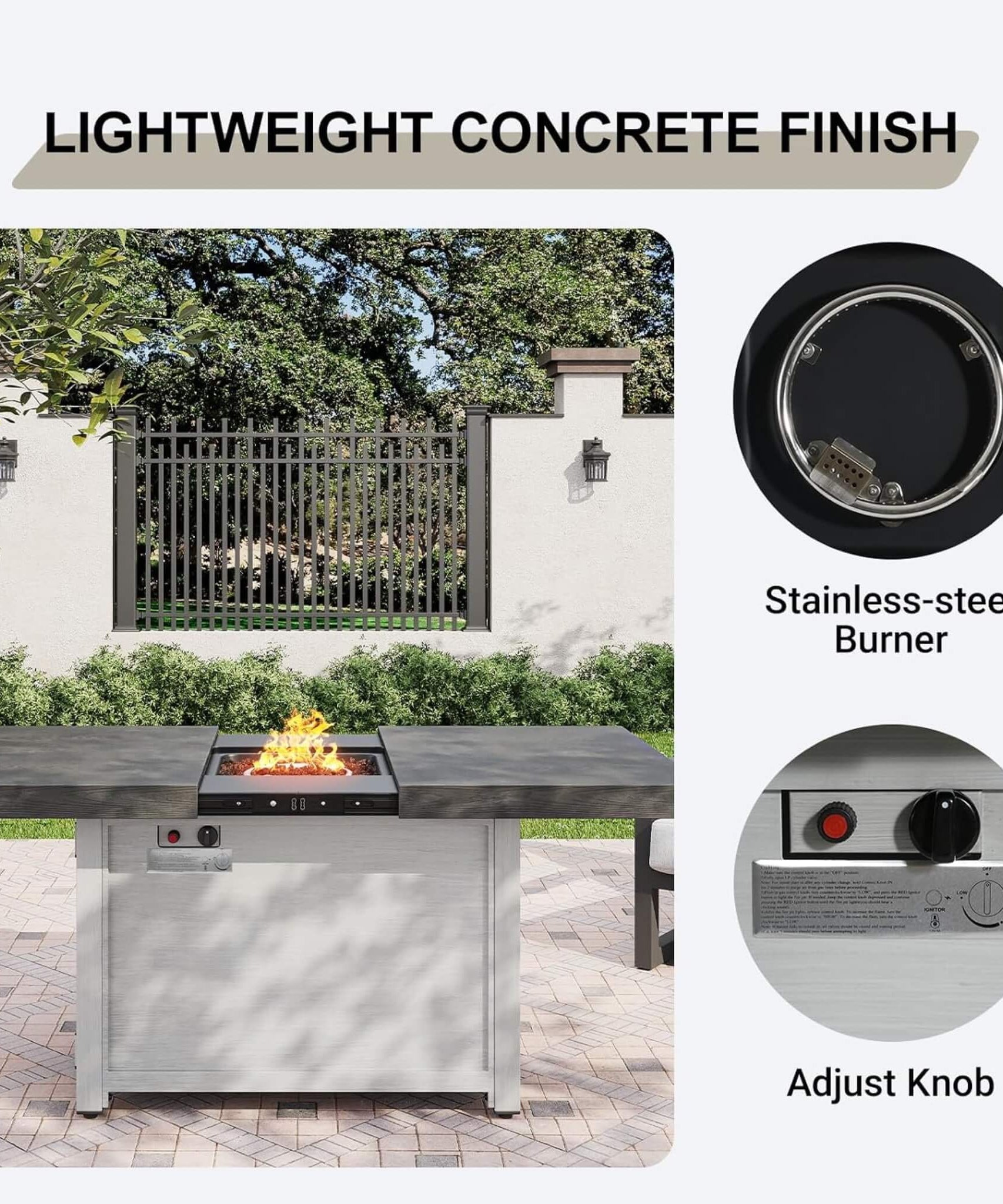 59-Inch 50K BTU Propane Fire Pit Table With Extendable Top (SAK71253)