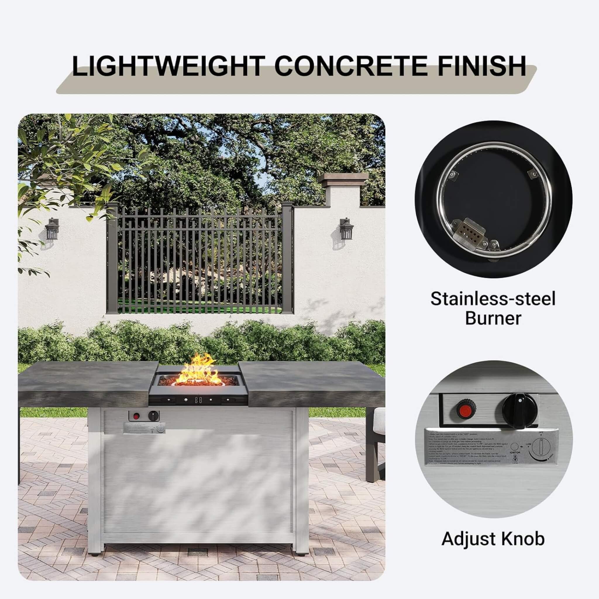 59-Inch 50K BTU Propane Fire Pit Table With Extendable Top (SAK71253)