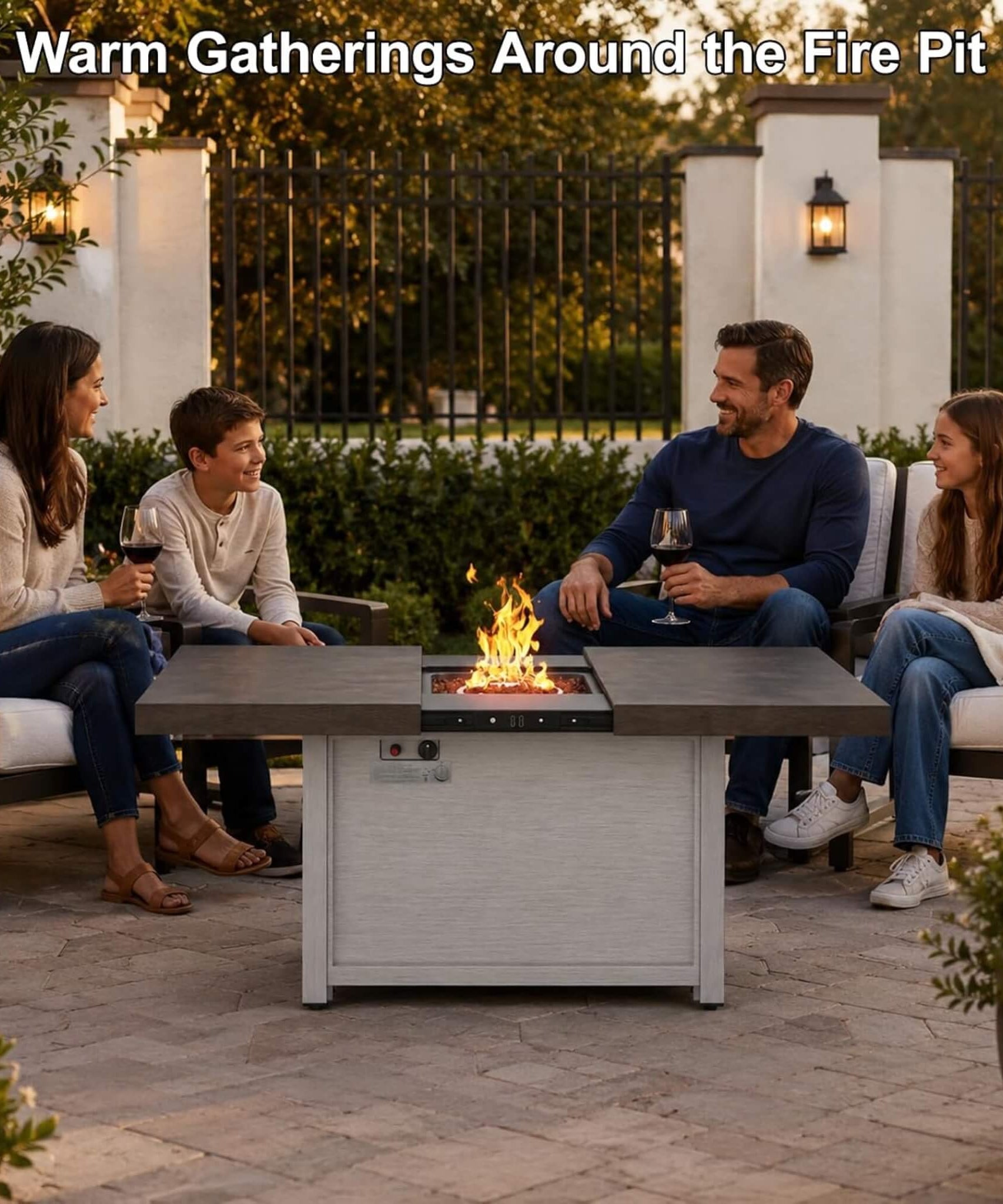 59-Inch 50K BTU Propane Fire Pit Table With Extendable Top (SAK71253)