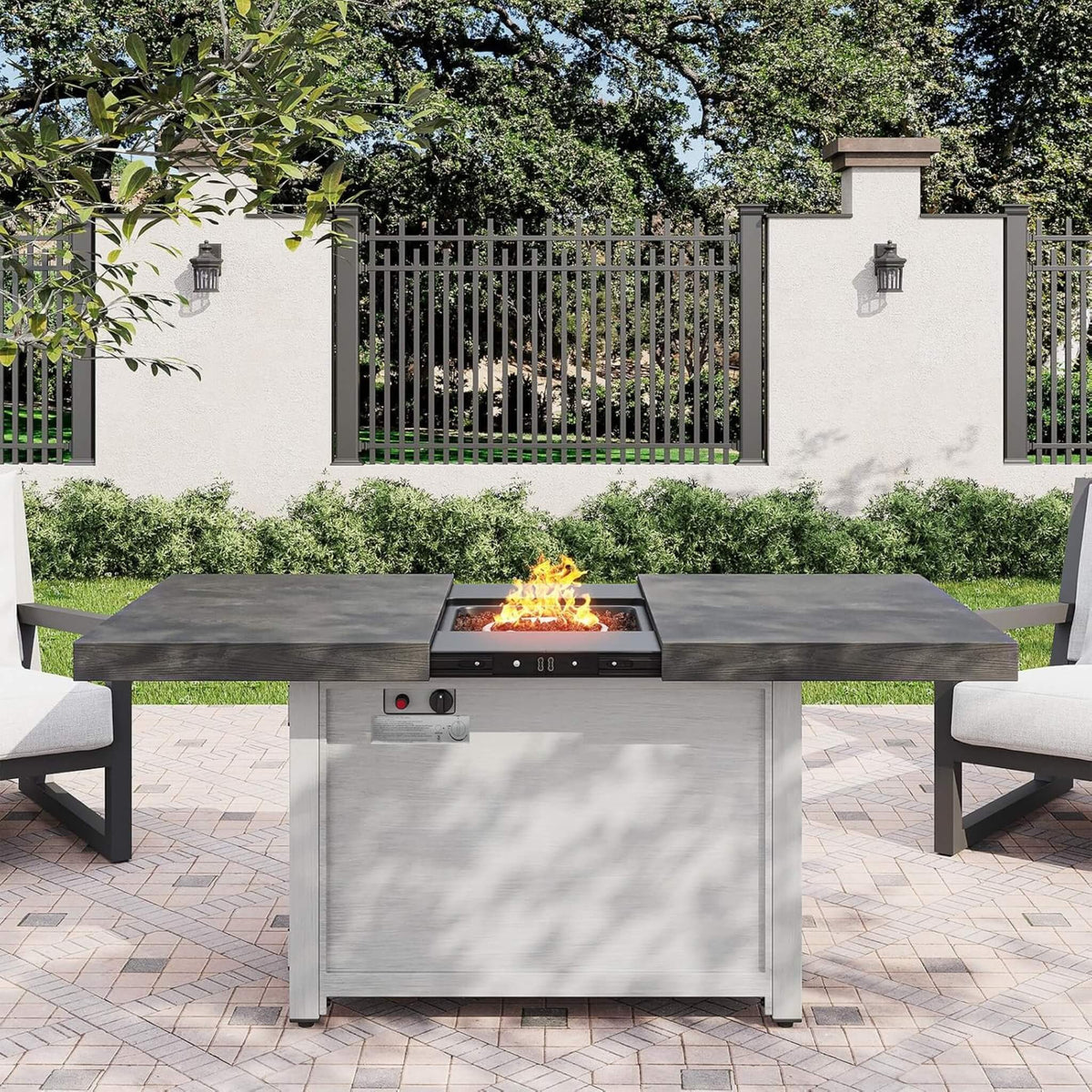 59-Inch 50K BTU Propane Fire Pit Table With Extendable Top (SAK71253)