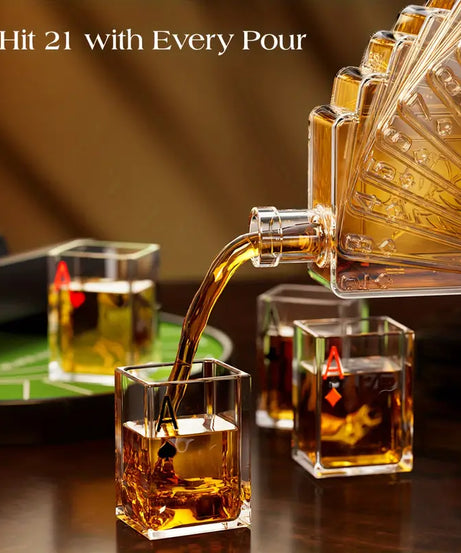Poker Night Whiskey Decanter Set