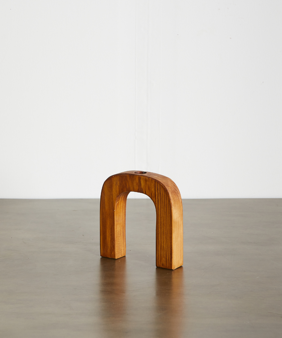 Arch Wooden Taper Candlestick Holder