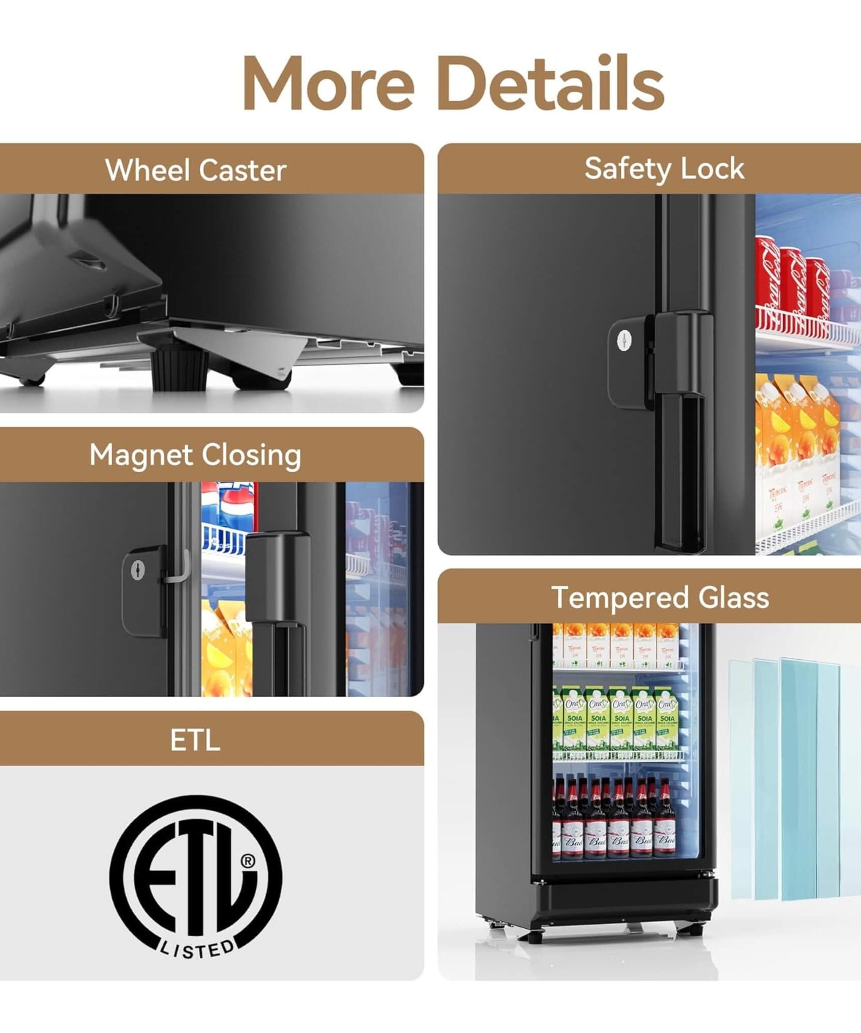 6.0 Cu.Ft Commercial Beverage Refrigerator With Glass Door And Adjustable Shelves (SAK28460)