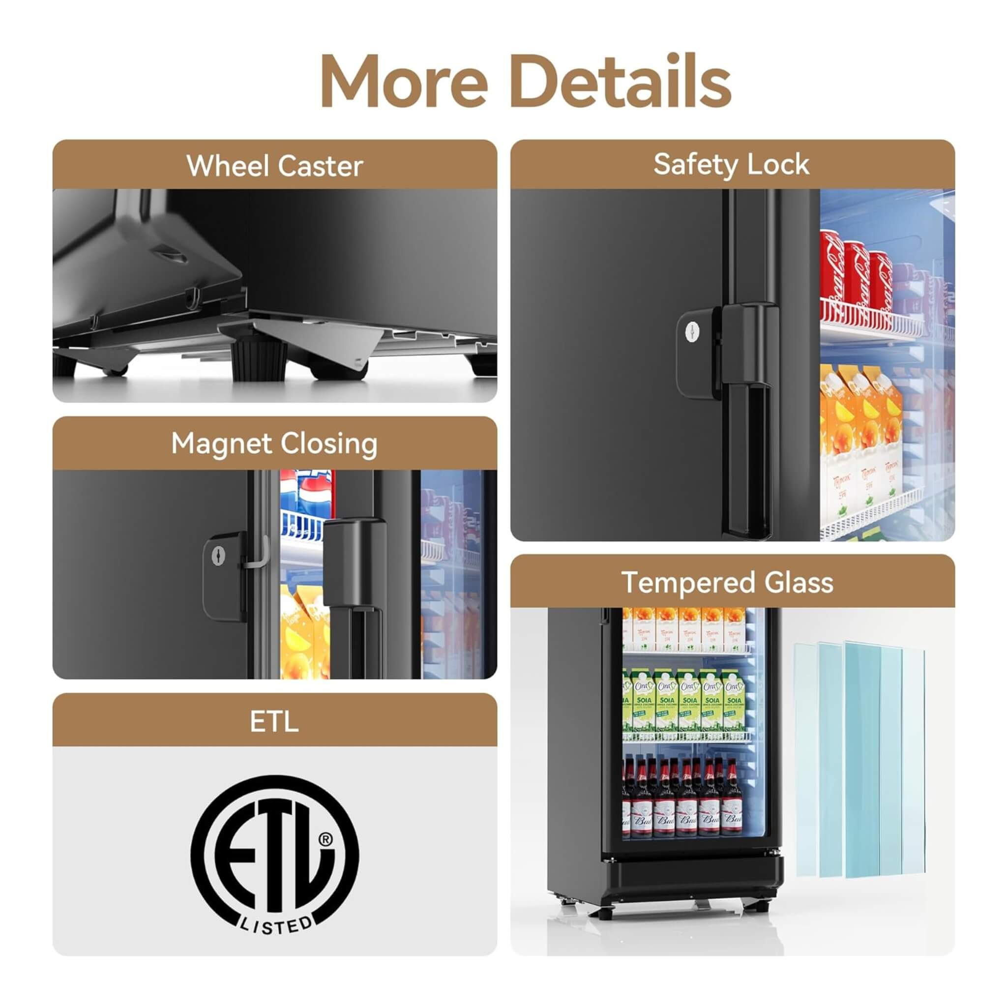 6.0 Cu.Ft Commercial Beverage Refrigerator With Glass Door And Adjustable Shelves (SAK28460)
