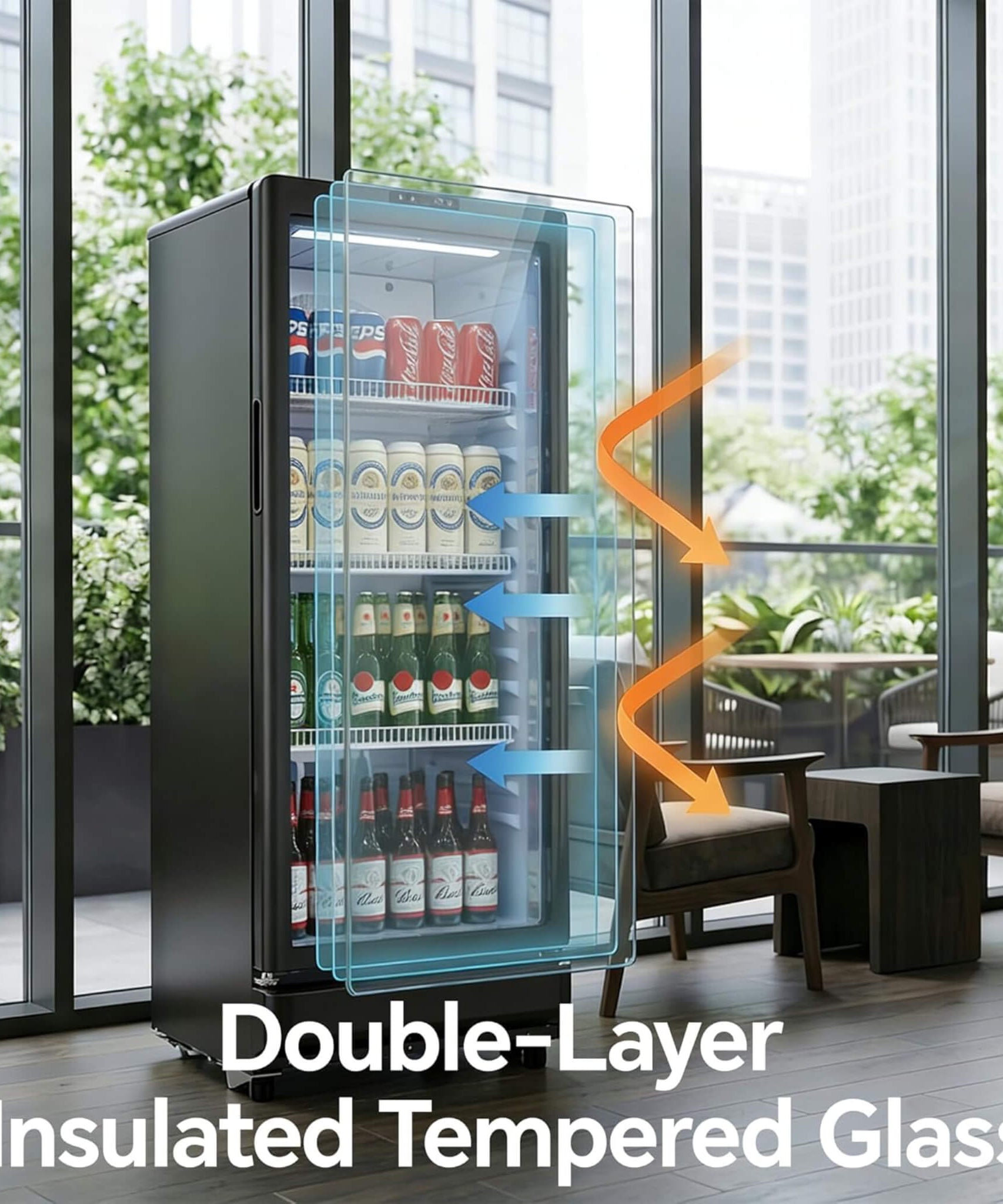 6.0 Cu.Ft Commercial Beverage Refrigerator With Glass Door And Adjustable Shelves (SAK28460)