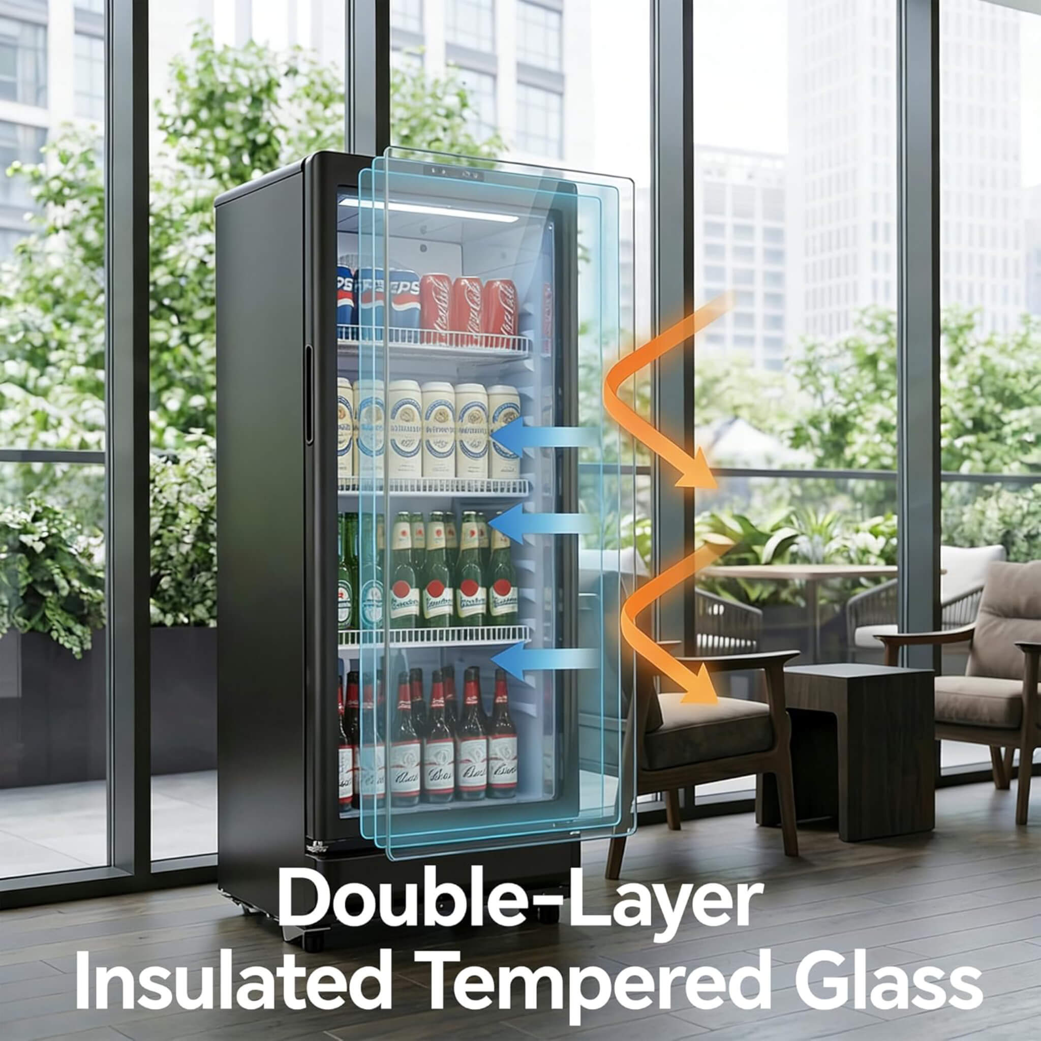 6.0 Cu.Ft Commercial Beverage Refrigerator With Glass Door And Adjustable Shelves (SAK28460)