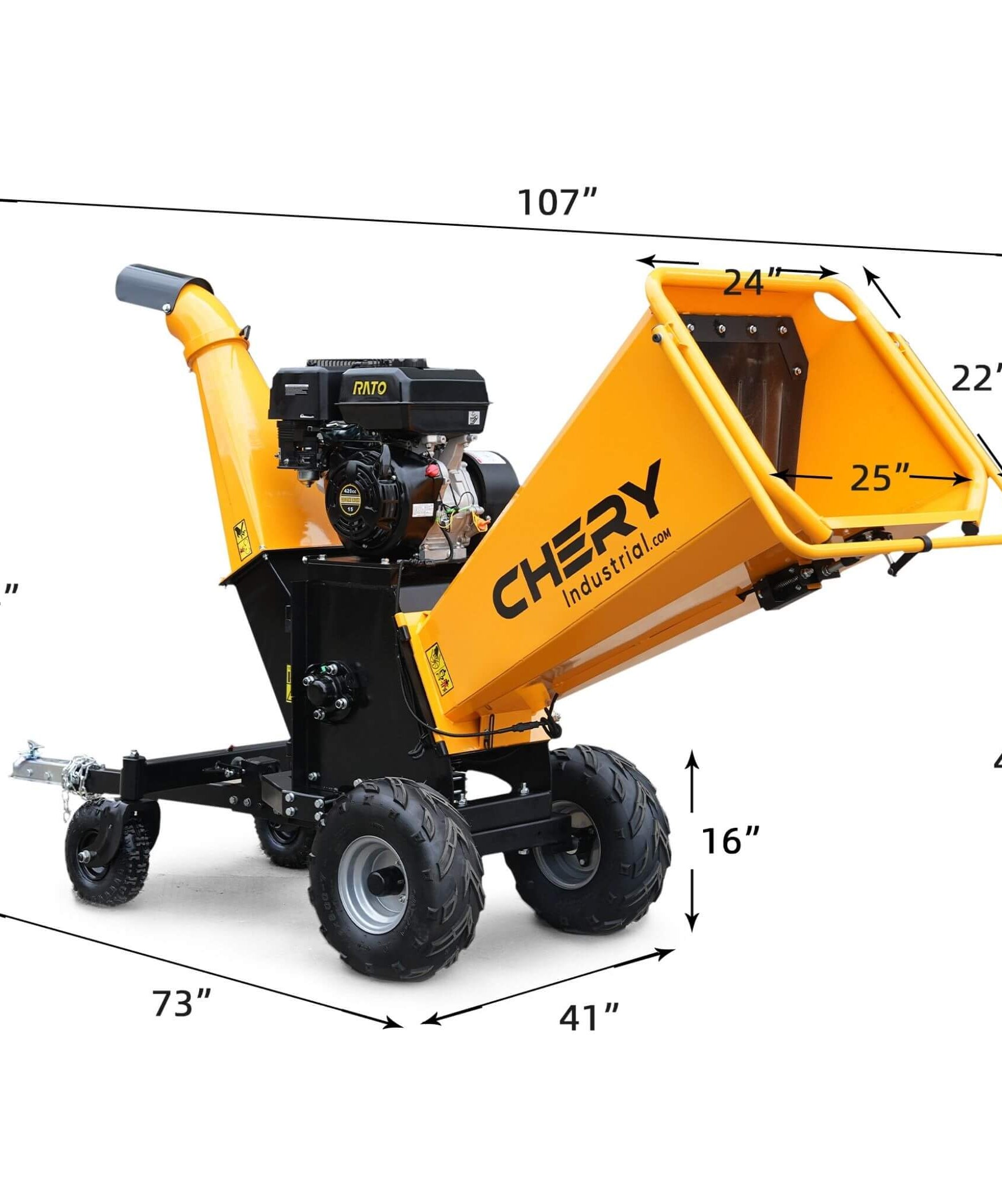 Heavy-Duty 6-Inch 420CC 15HP Gas Wood Chipper Shredder Mulcher With Tow Bar & Safety Stop Bar (SAK42731)