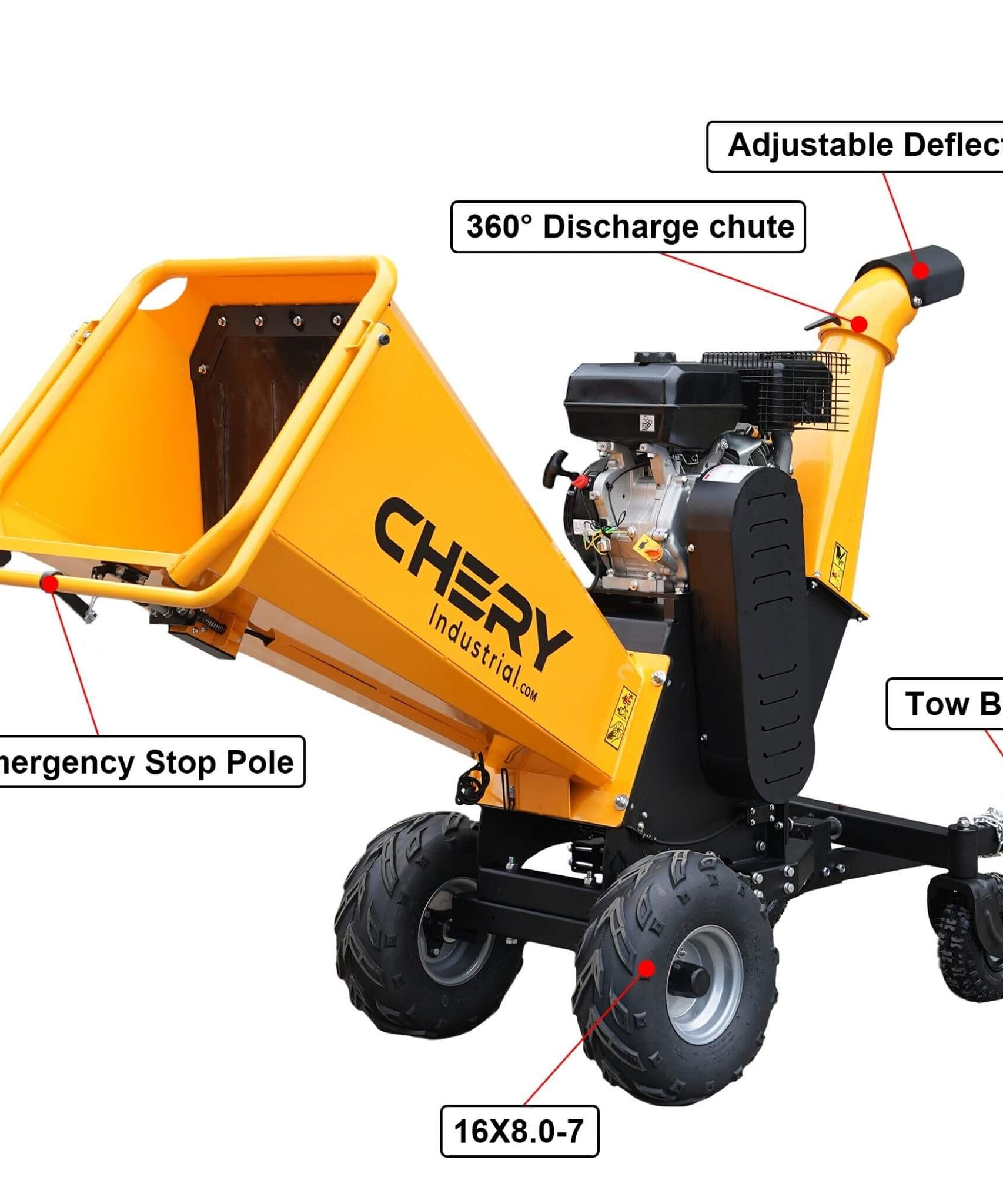 Heavy-Duty 6-Inch 420CC 15HP Gas Wood Chipper Shredder Mulcher With Tow Bar & Safety Stop Bar (SAK42731)