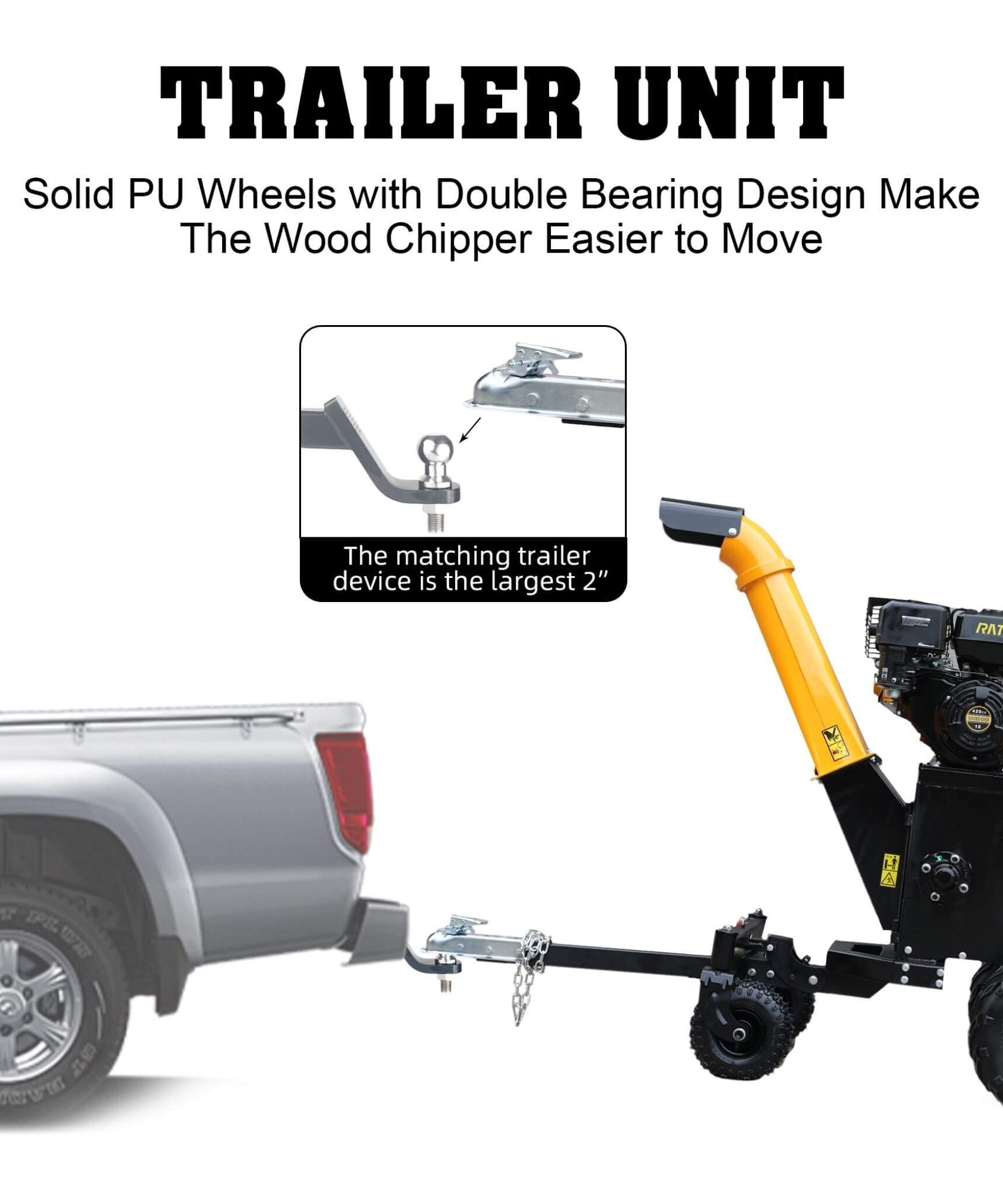 Heavy-Duty 6-Inch 420CC 15HP Gas Wood Chipper Shredder Mulcher With Tow Bar & Safety Stop Bar (SAK42731)