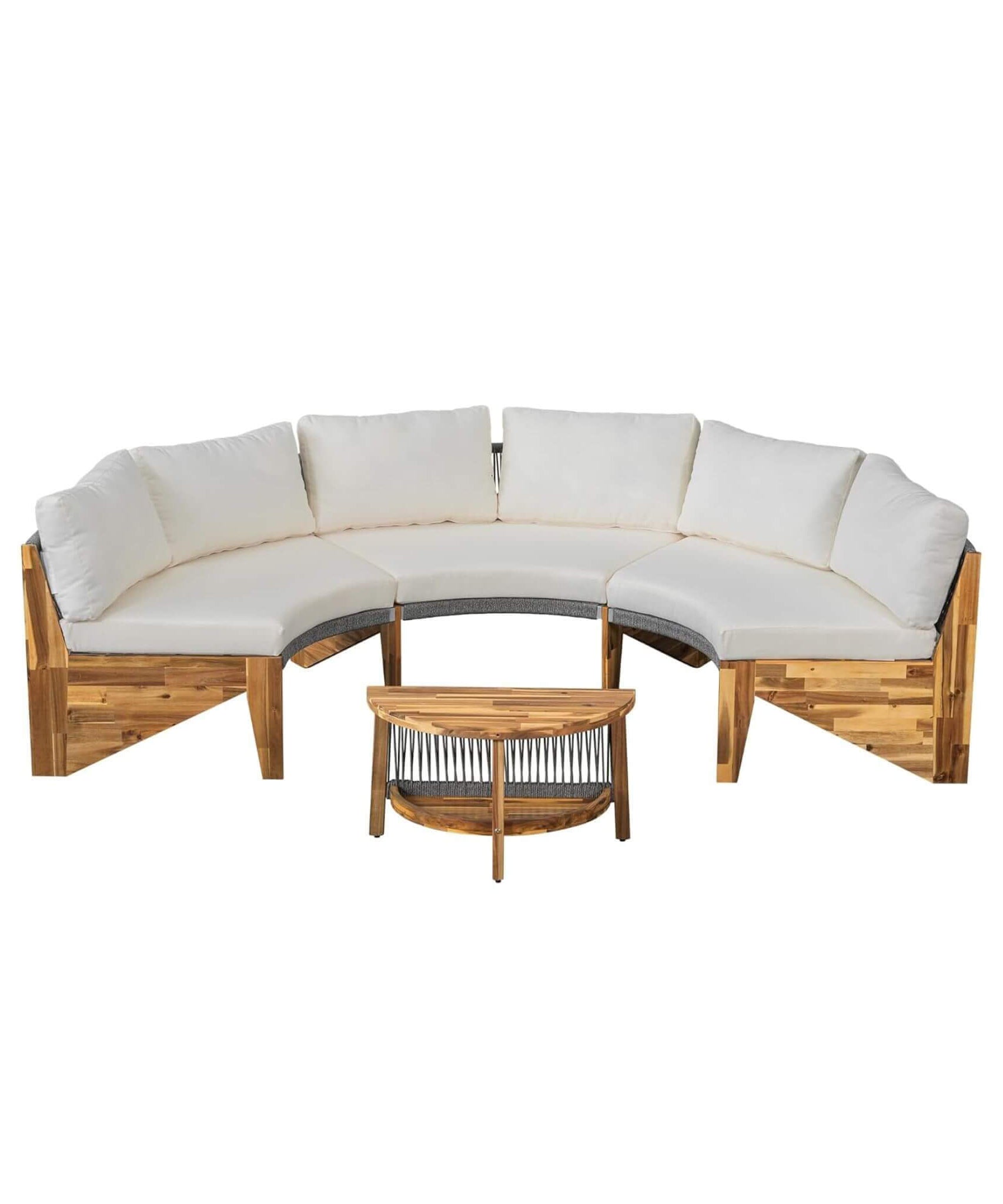 Alora 6-Person Half Moon Beige Patio Sectional Set With Cushions And Table (SAK61928)