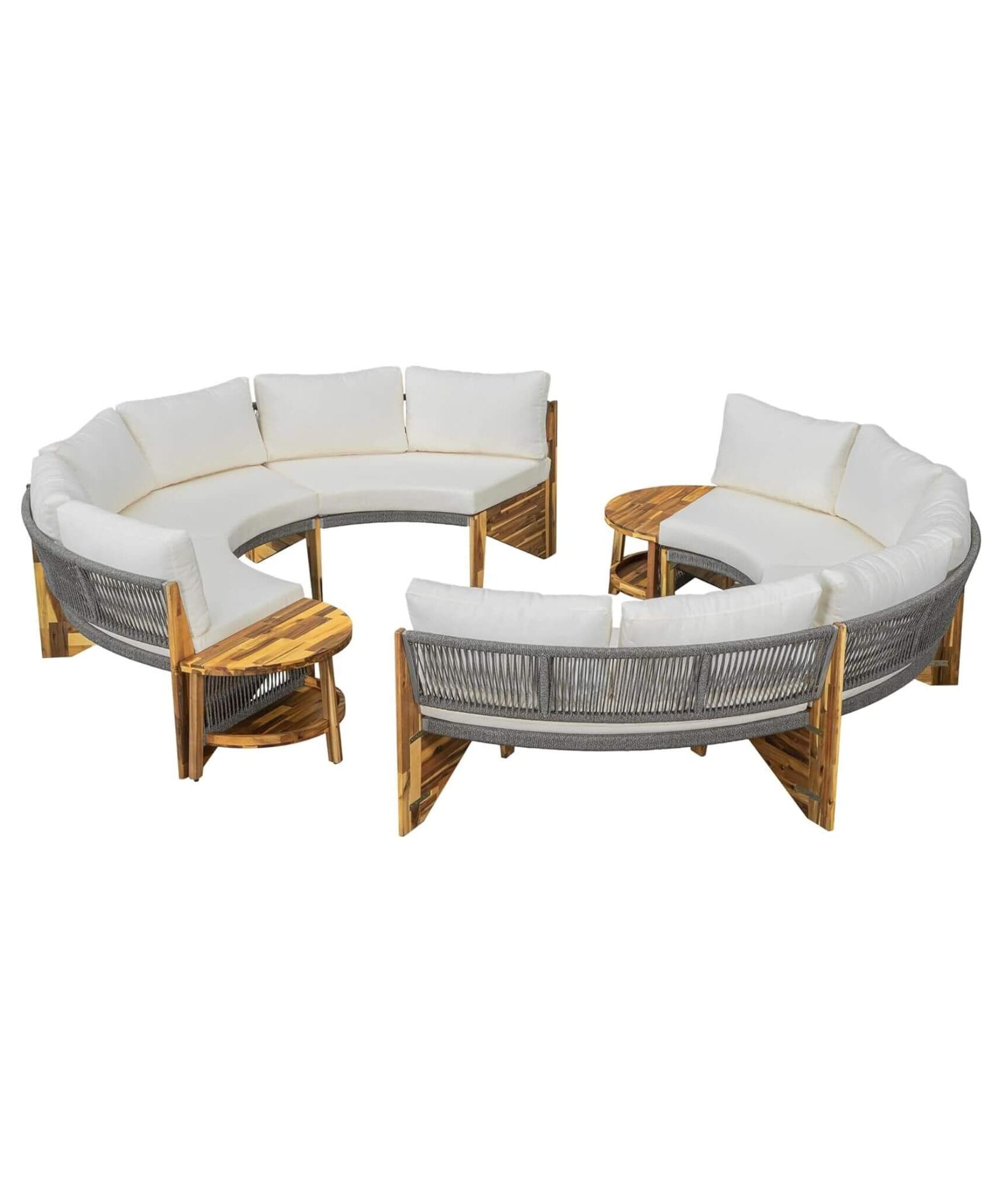 Alora 6-Person Half Moon Beige Patio Sectional Set With Cushions And Table (SAK61928)